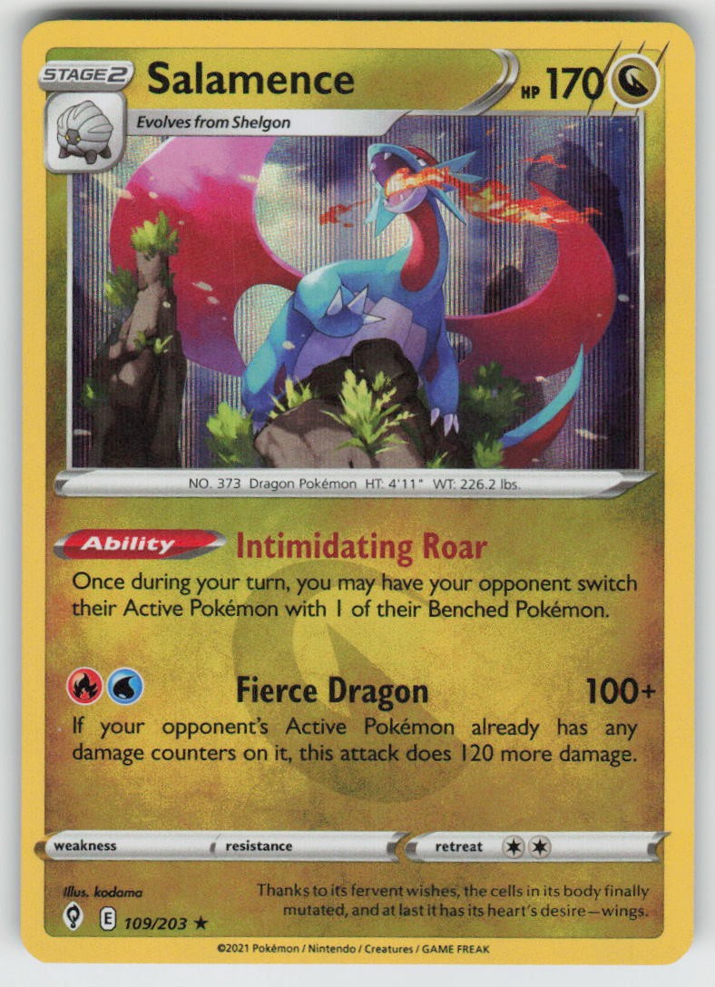 Holo Salamence 109/203 Rare Evolving Skies Near Mint Holo Salamence 109/203 Rare Evolving Skies Near Mint
