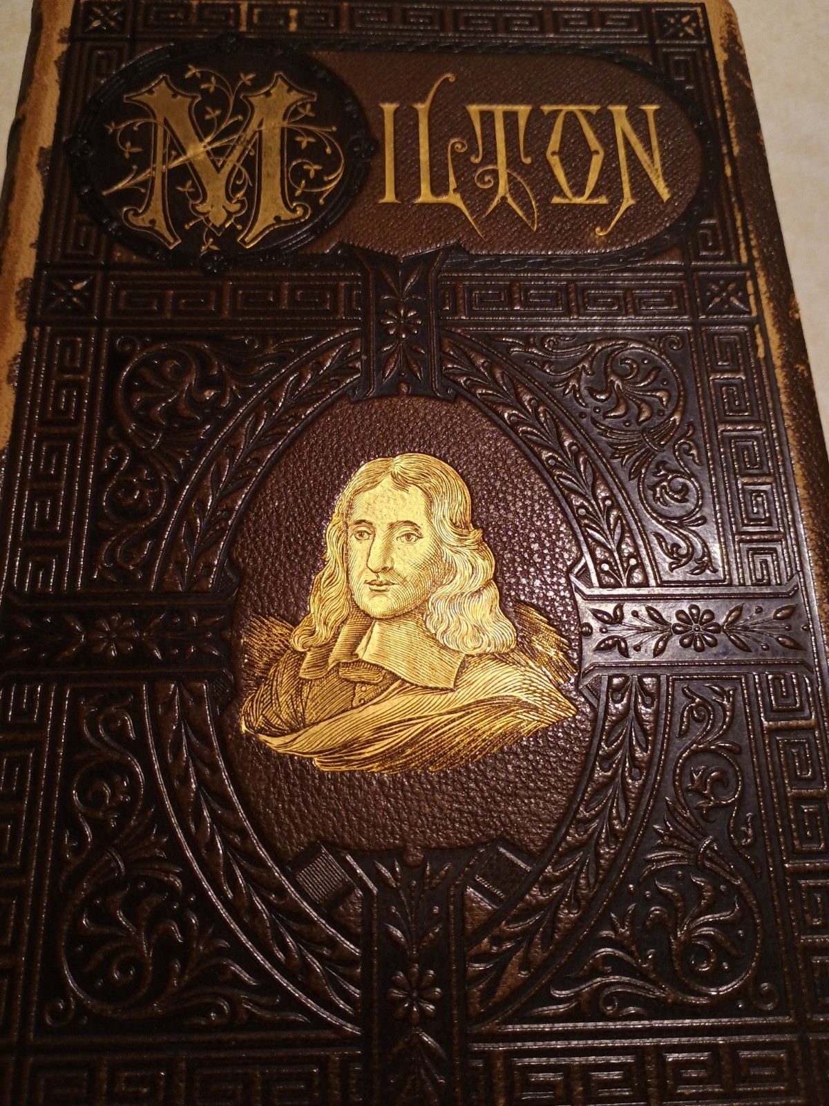 The Poetical Works Of John Milton Vol. 1 1879 w Memoir Mongomery Tooled Leather