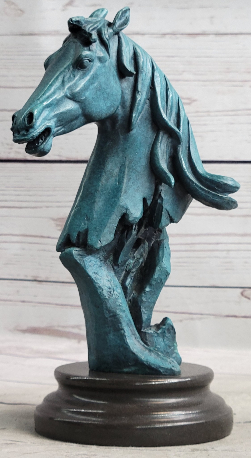 LARGE Vintage BRONZE Equestrian HORSE BUST Old HUNT Race CLUB Sculpture Figurine