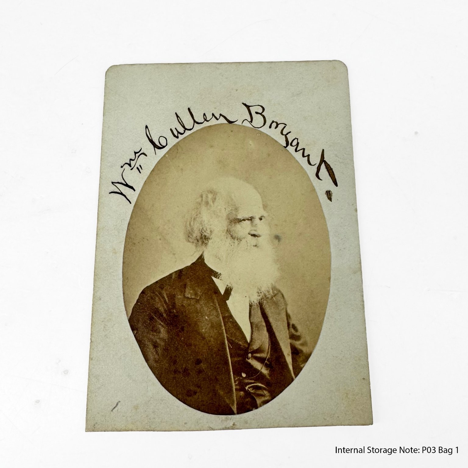 Antique CDV William Cullen Bryant Signed Inscription Carte de Visite Photograph Antique CDV William Cullen Bryant Signed Inscription Carte de Visite Photograph