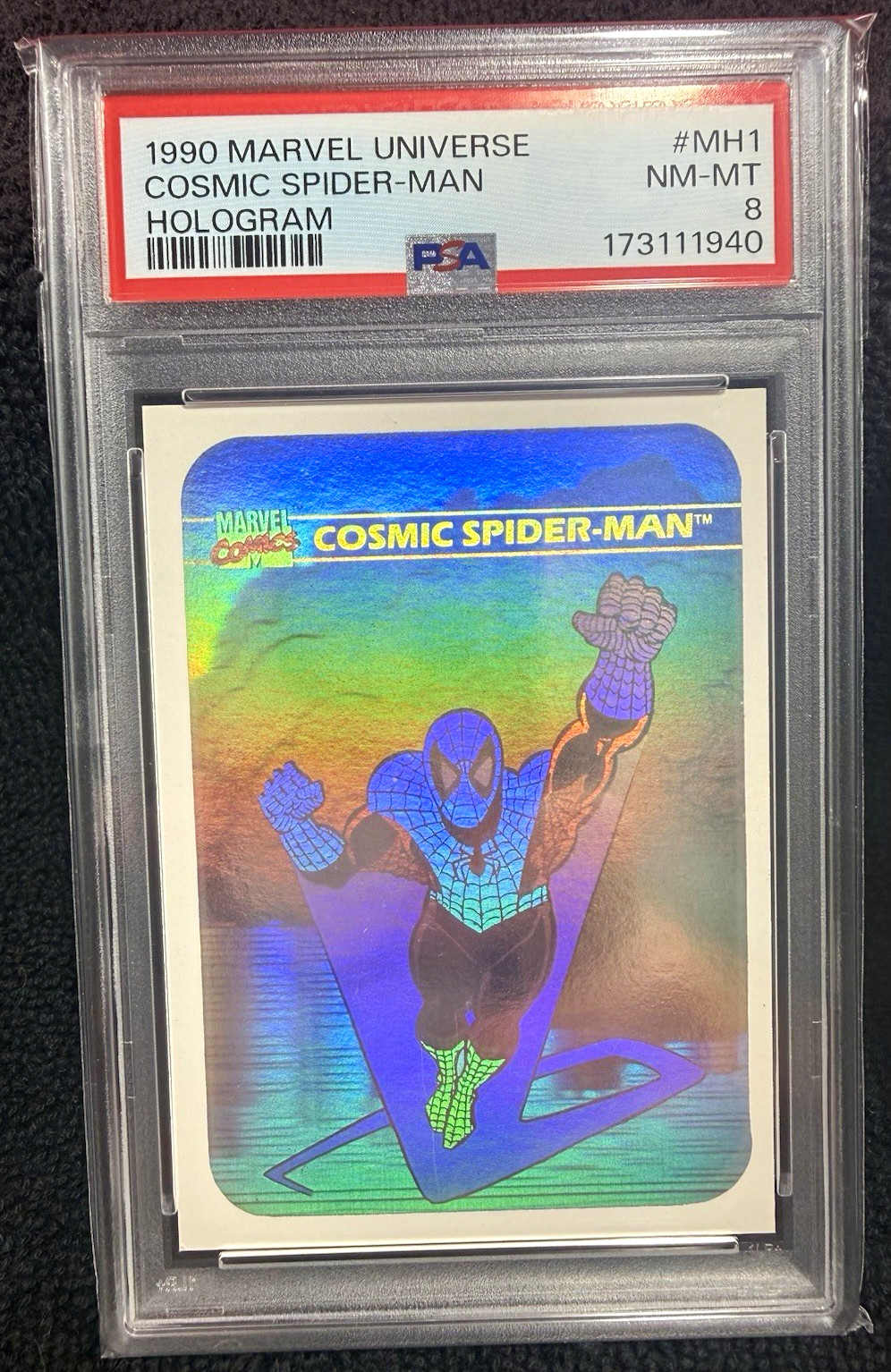 Marvel 1990 Marvel Universe Hologram Cosmic Spider-Man MH1 Impel PSA 8