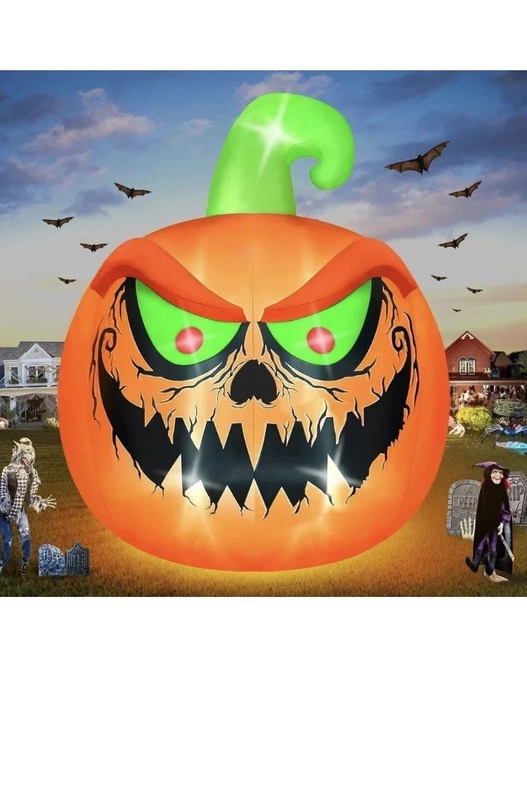 15 FT Giant Halloween Inflatable Pumpkin Outdoor Decorations Blow Up Yard Build- 15 FT Giant Halloween Inflatable Pumpkin Outdoor Decorations Blow Up Yard Build-