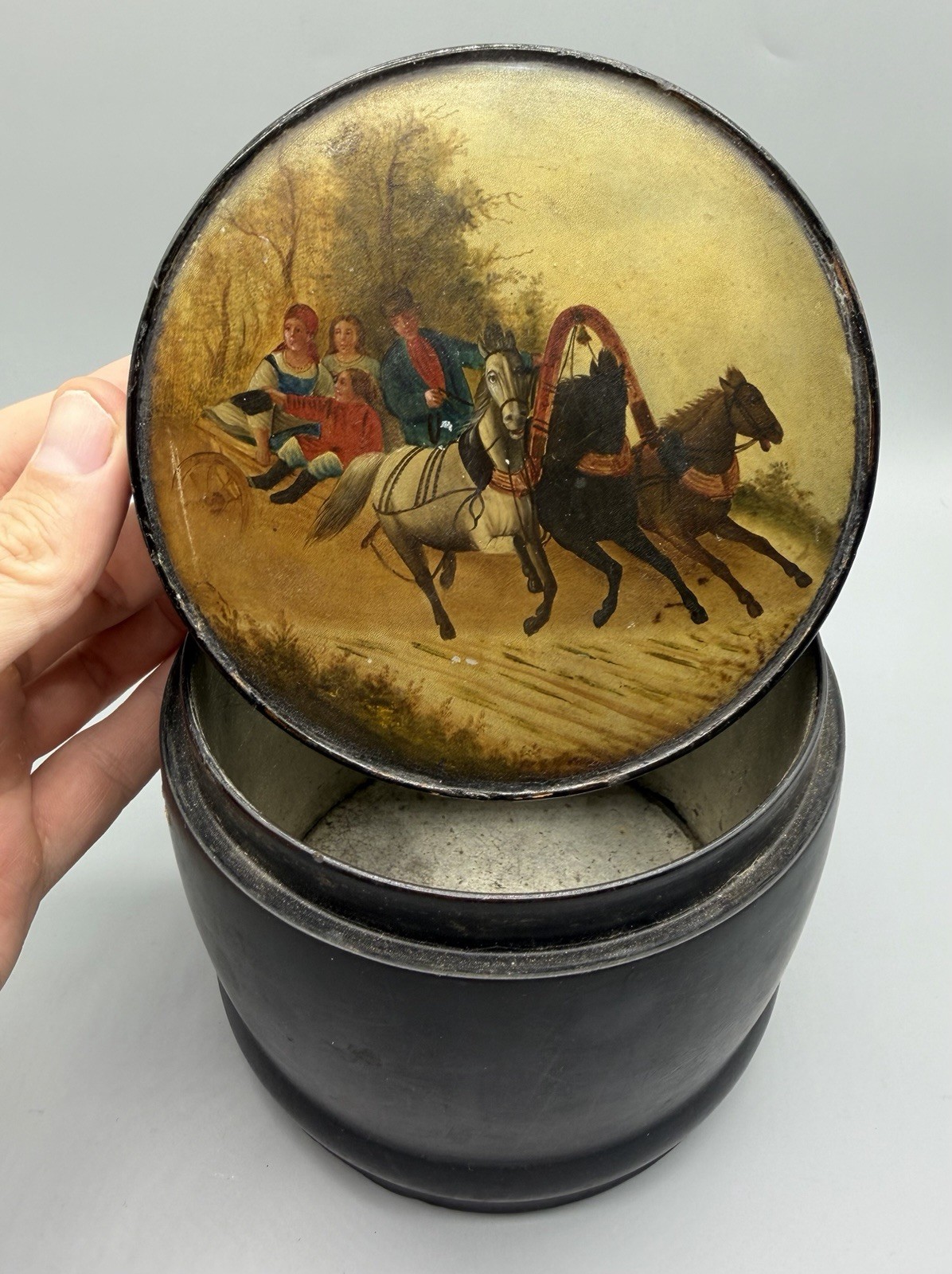 Antique Russian Imperial Vishnyakov Large Lacquer Box Antique Russian Imperial Vishnyakov Large Lacquer Box