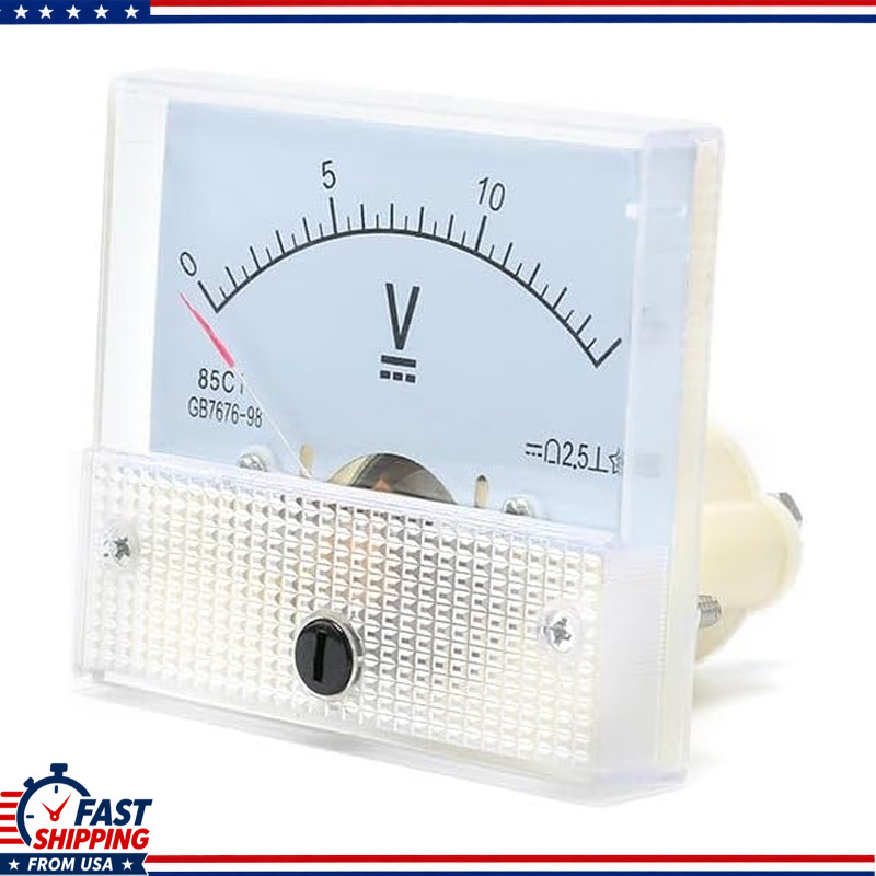 Analog Panel Meter Voltmeter 0-15V DC, 85C1 Type, 65mm x 56mm Front FaStyle: 15V