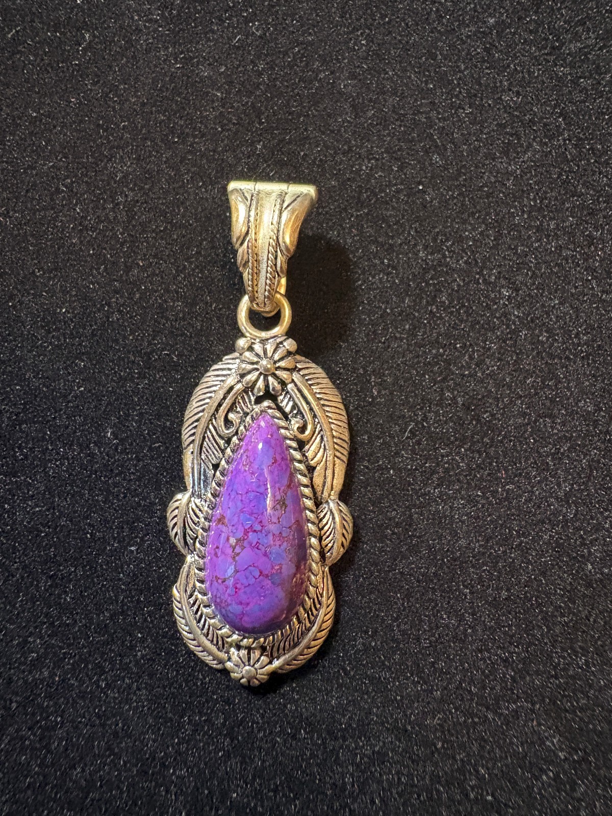 JTV Purple Turquoise Cabochon Sterling Silver Pendant 1.5\ JTV Purple Turquoise Cabochon Sterling Silver Pendant 1.5\
