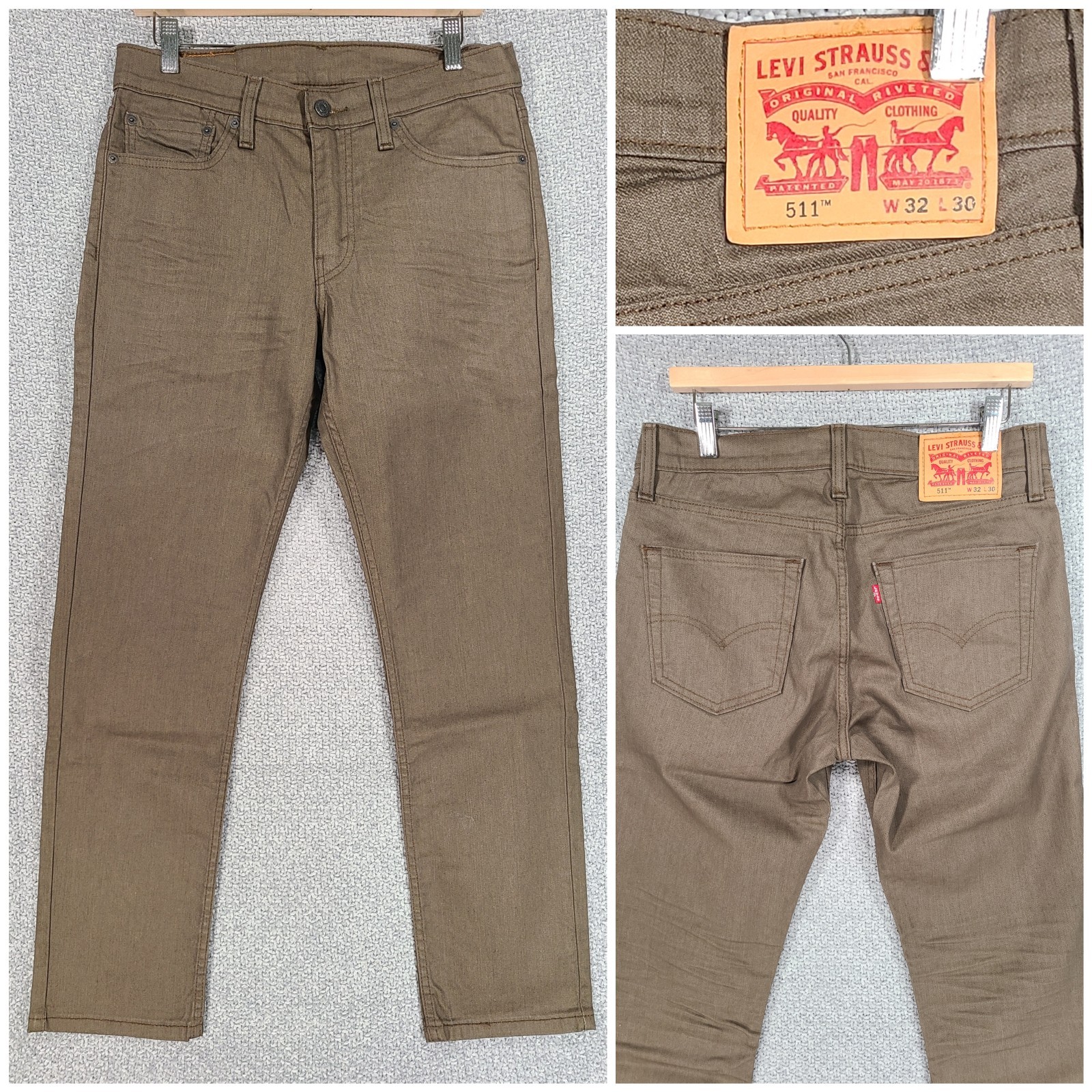 Levis 511 Slim Fit Mens Jeans 32x30 Olive Green Taupe Denim New w/o Tags NWOT