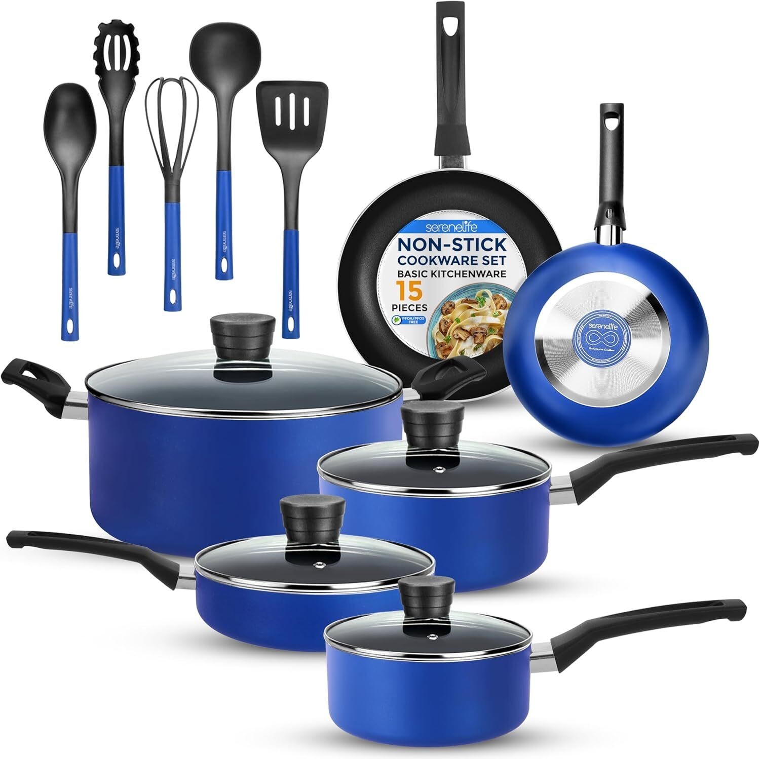 Kitchenware Pots & Pans Cookware W/ Lids Non-Stick Coating Inside 15-Piece Set Kitchenware Pots & Pans Cookware W/ Lids Non-Stick Coating Inside 15-Piece Set