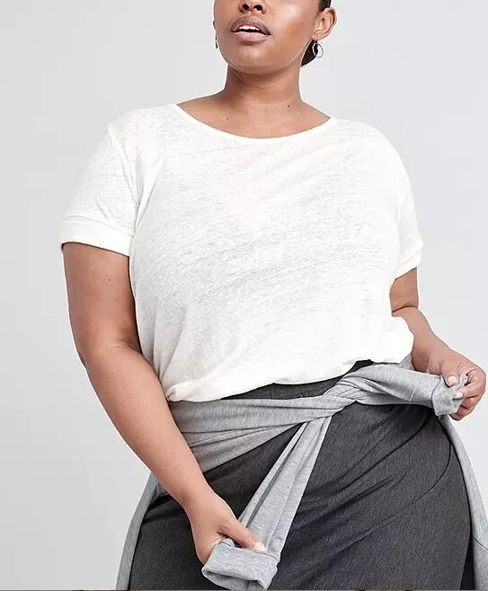 Ryllace Plus Size 2X 100% Organic Linen Tee Scoop Neck Short Sleeve Ivory NWT Ryllace Plus Size 2X 100% Organic Linen Tee Scoop Neck Short Sleeve Ivory NWT