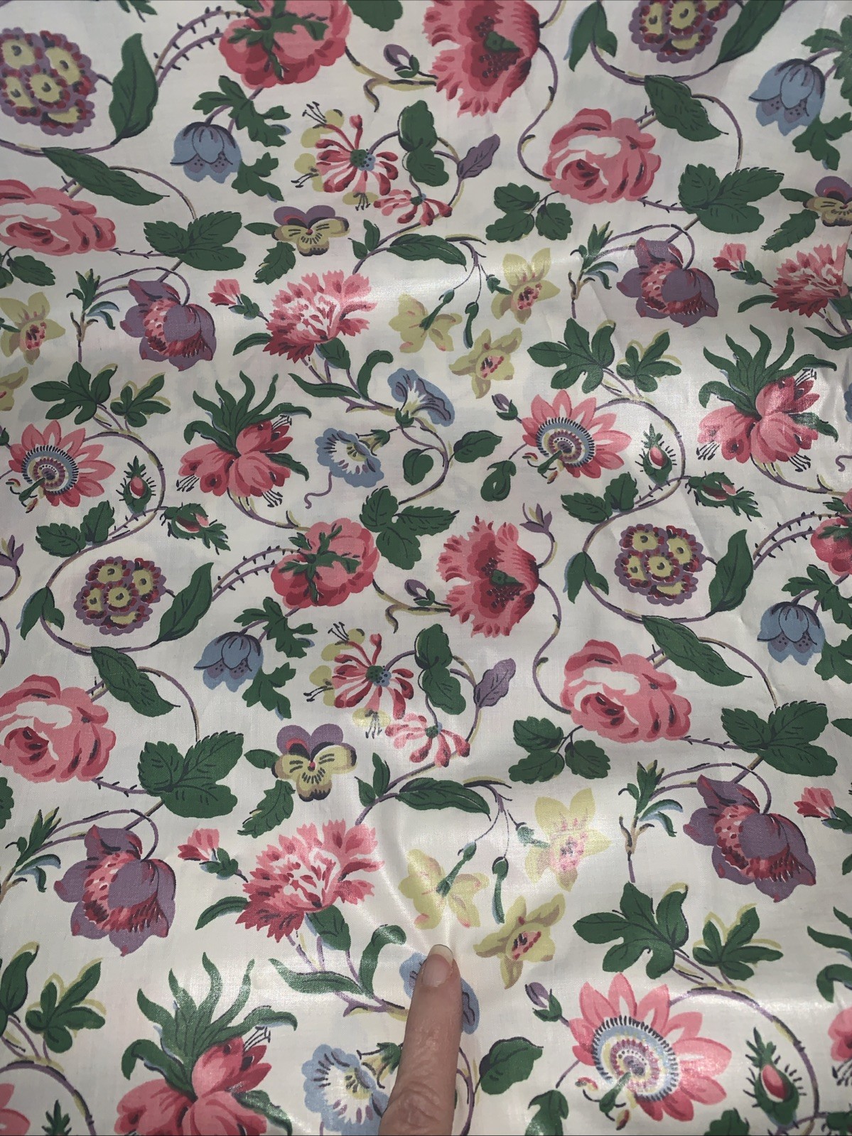 14 Yards Everglaze Chintz Fabric Museum Quality Multi Vining Floral Polished Ctn 14 Yards Everglaze Chintz Fabric Museum Quality Multi Vining Floral Polished Ctn