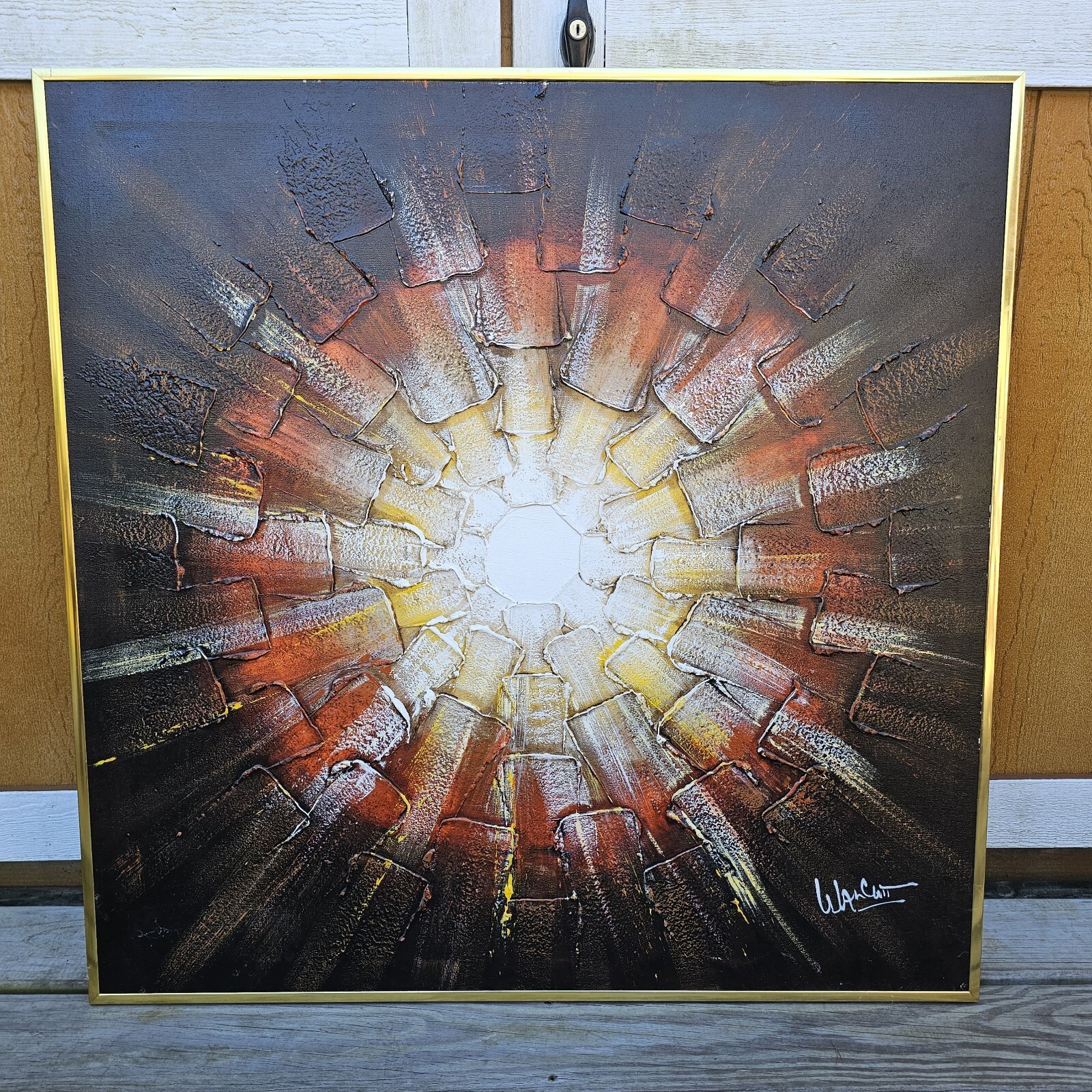 Mid Century Modern Frank Walcutt Oil On Canvas Abstract Painting Signed 36\