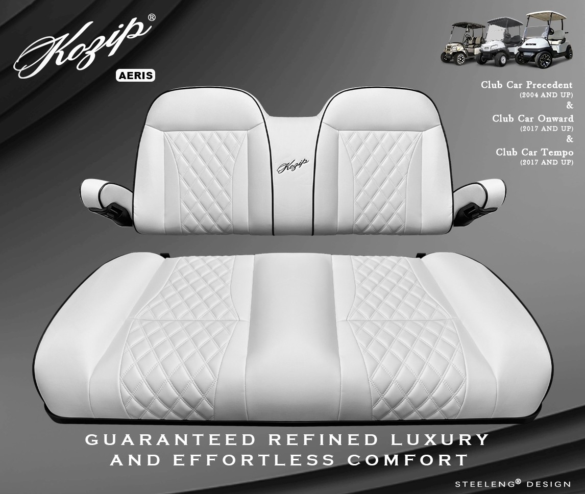 \'KOZIP\' CLUB CAR PRECEDENT/TEMPO GOLF CART FRONT SEAT/BACKREST CUSHION SET WHITE