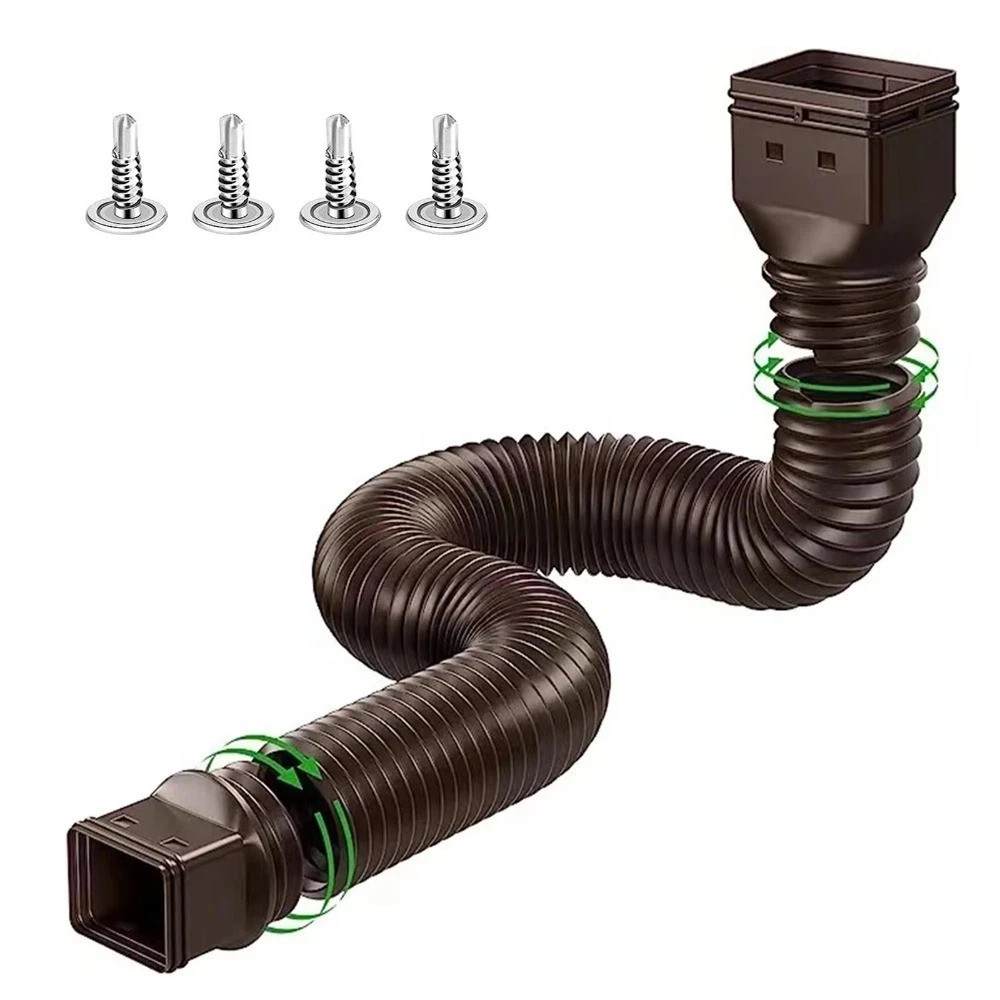 2Pack 21-60″ Expandable Flex Drain Downspout Extension Rain Pipe Spout Gutter