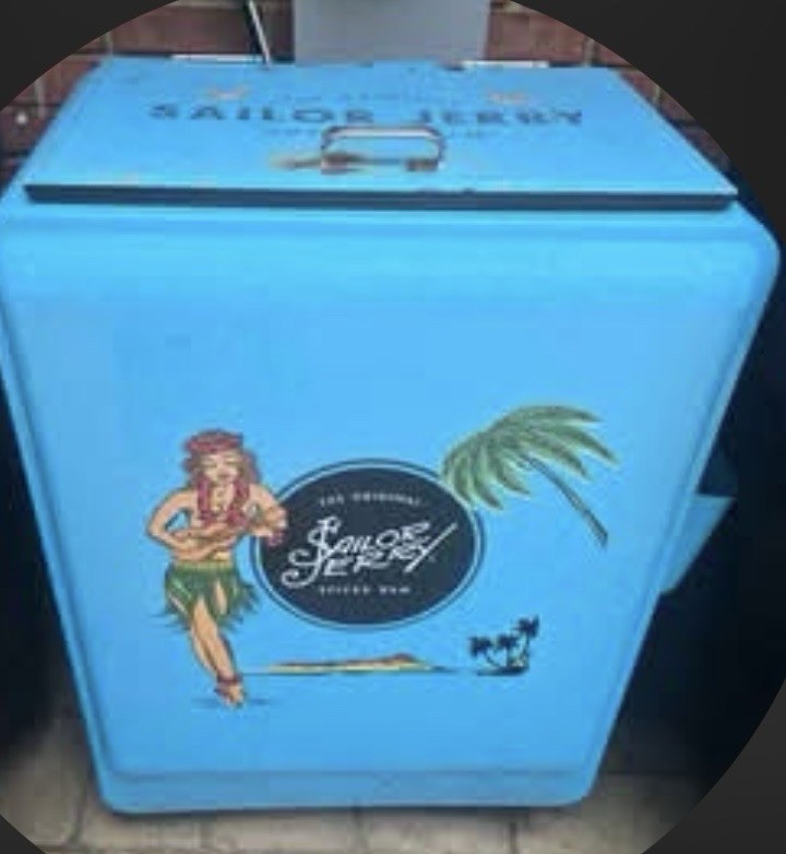 Vintage sailor Jerry spiced rum cooler metal  . Goes for a lot more