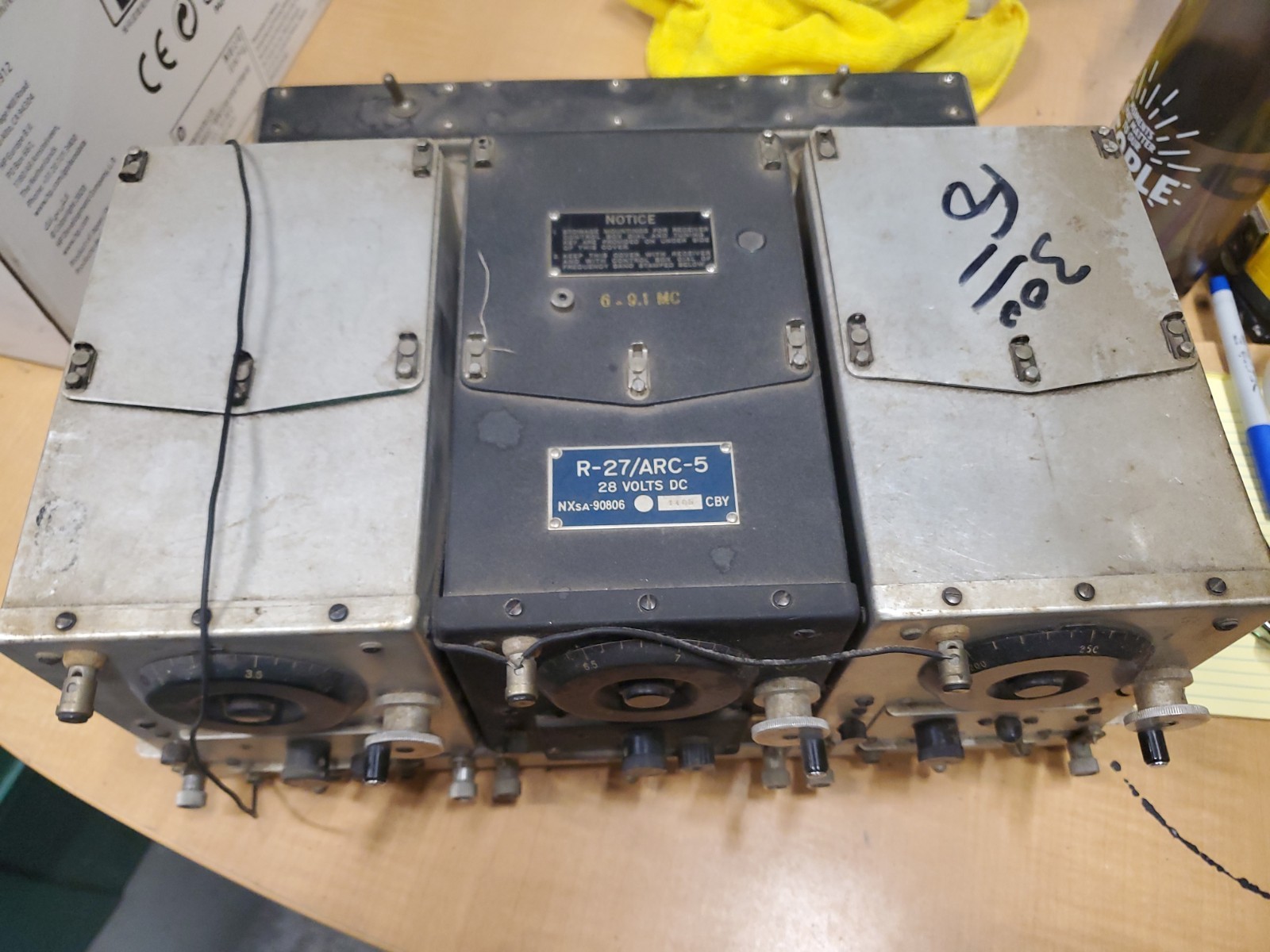 3 WWII Vintage R-27/ARC-5 Radio 28V Receivers with FT-220 Rack NXSA-90806 3 WWII Vintage R-27/ARC-5 Radio 28V Receivers with FT-220 Rack NXSA-90806