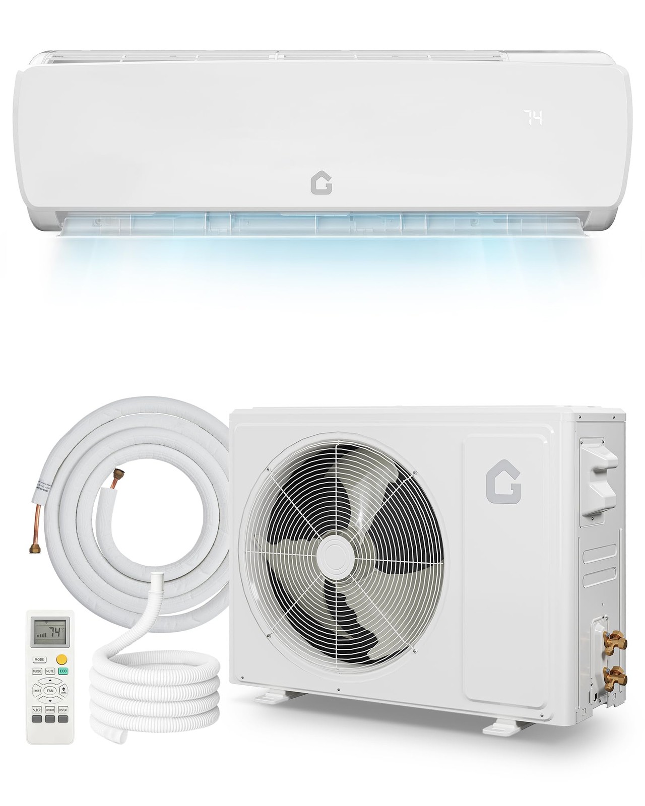 9000 BTU Mini Split Air Conditioner,19 SEER2 Ductless Inverter AC R32 230V &Heat