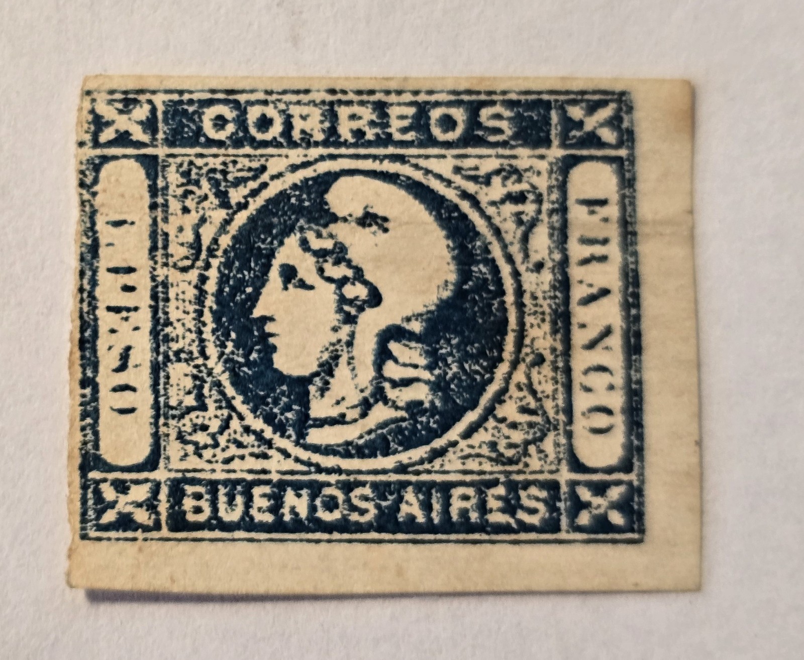 Argentina (Liberty Head) Scott #10 GJ #17 - 1p blue - Mint - VF - 1859 - Signed