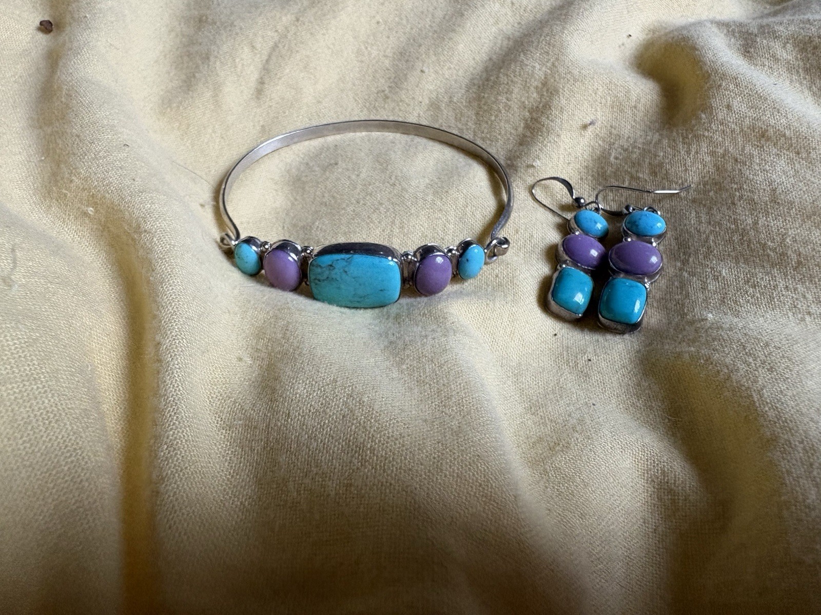 Jay King Kingman Turquoise And Phosphosiderite Bracelet and Earrings Jay King Kingman Turquoise And Phosphosiderite Bracelet and Earrings