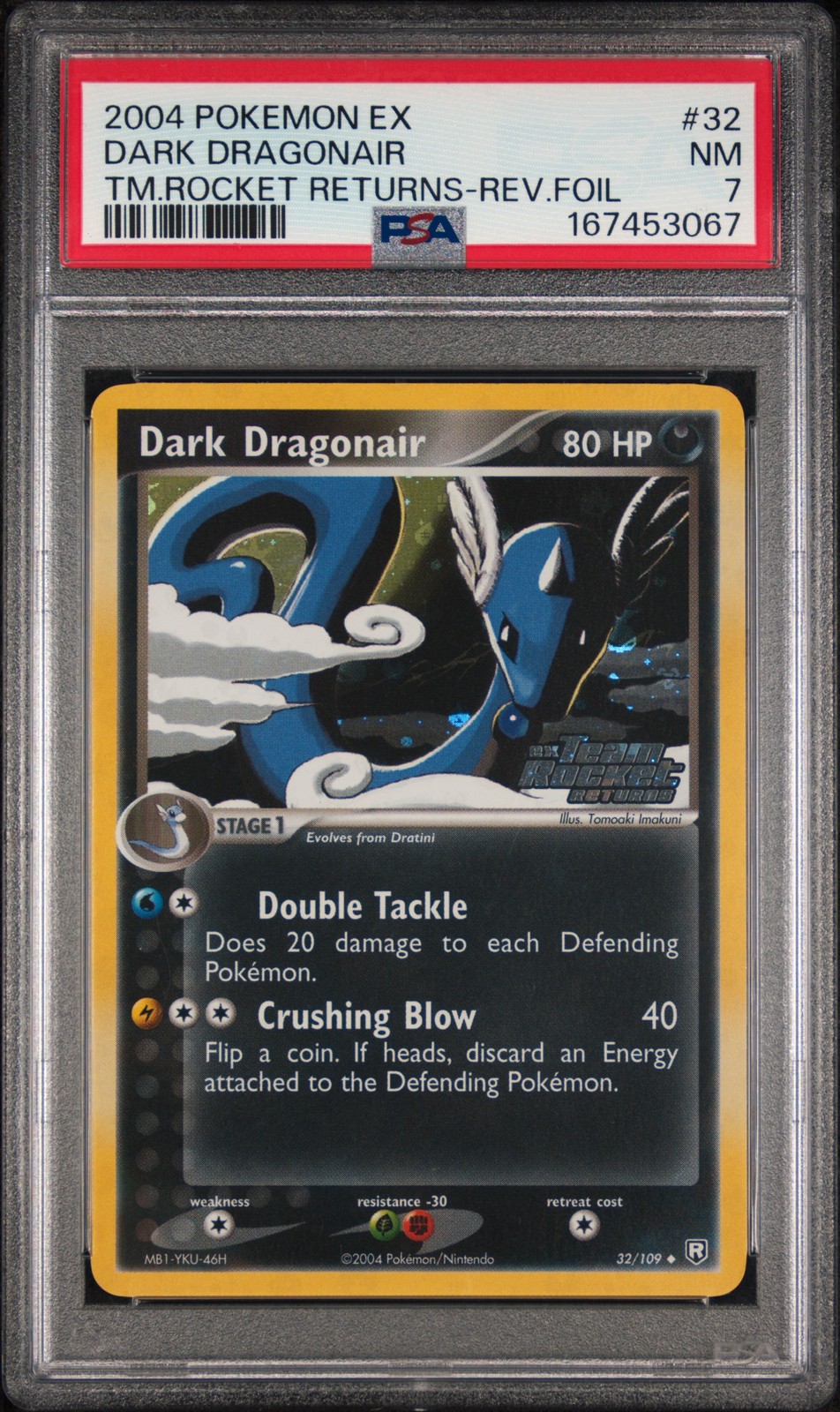 2004 POKEMON EX TEAM ROCKET RETURNS #32 DARK DRAGONAIR-REVERSE FOIL PSA 7
