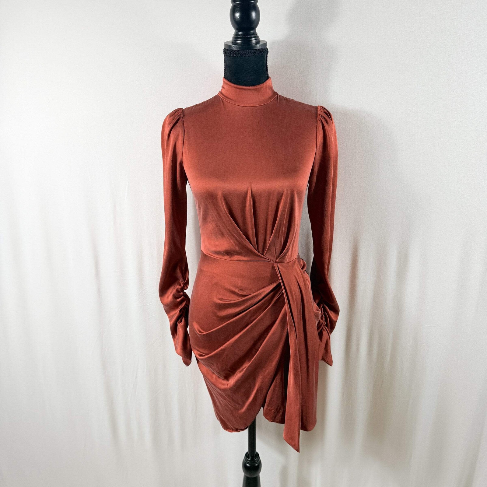 Zimmermann Silk Drape Dress — Rust
