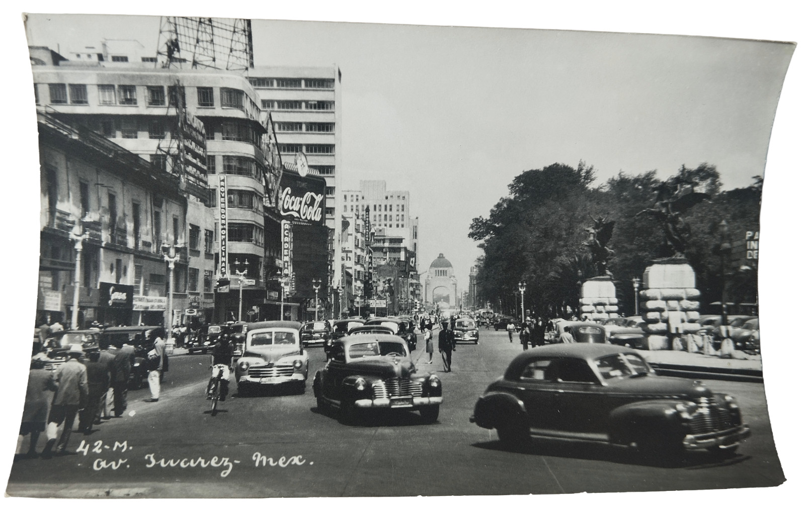 Postal Avenida Juarez Ciudad de México, Monumento Revolución RPPC 1940/50s