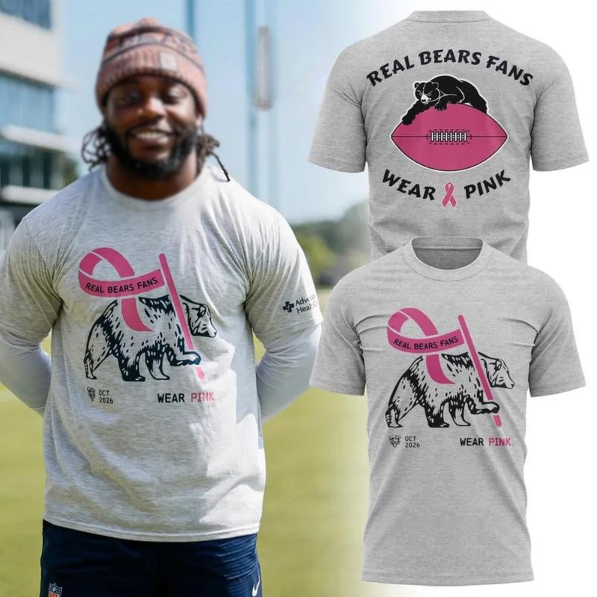 HOT Chi.ca.go Bears 2026 Real Bears Fans Wear Pink Football Fan T-Shirt V3