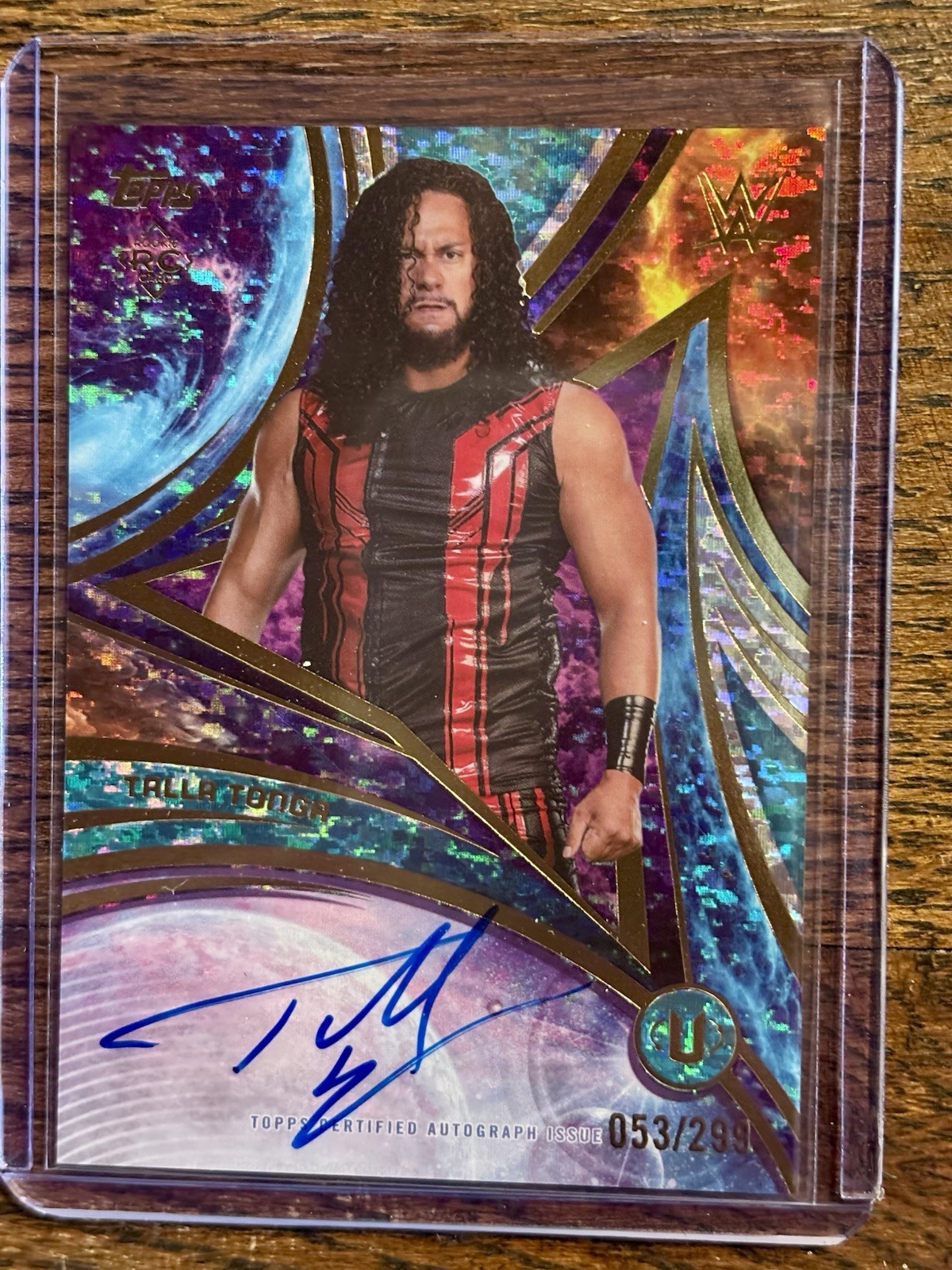 2026 Topps Universe WWE Talla Tonga ROOKIE RC ON CARD Auto Aqua Speckle #/299 2026 Topps Universe WWE Talla Tonga ROOKIE RC ON CARD Auto Aqua Speckle #/299