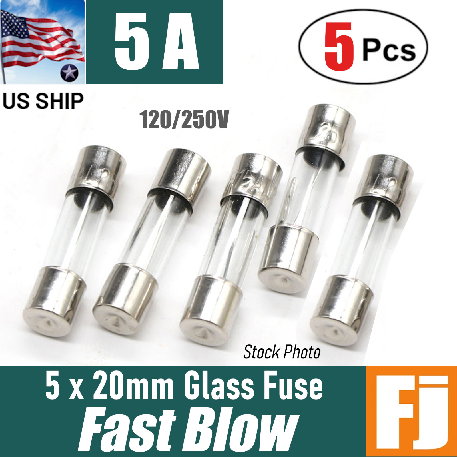 5x Fast-Blow Fuse 5A 250V Glass Fuses 5 x 20 mm (5 amp) | US Ship