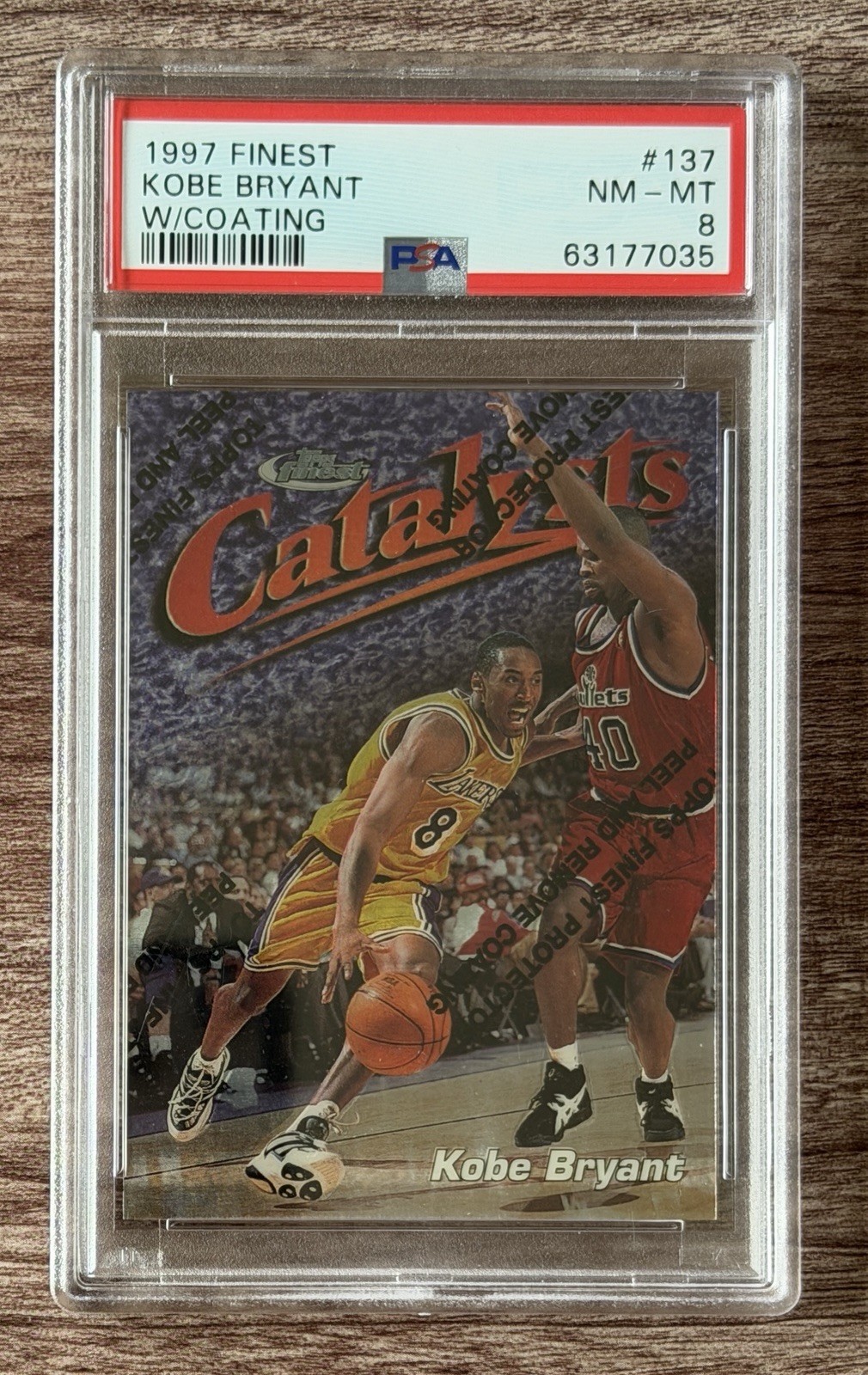 1997-98 Topps Finest Kobe Bryant Catalysts w/ Coating #137 Uncommon PSA 8 Lakers 1997-98 Topps Finest Kobe Bryant Catalysts w/ Coating #137 Uncommon PSA 8 Lakers