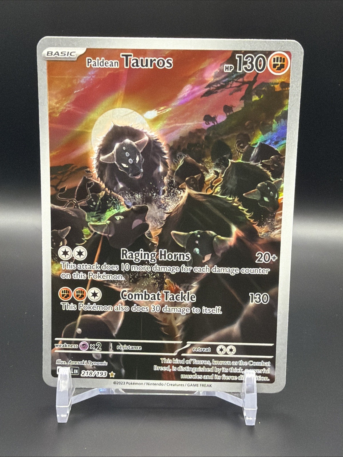 Pokémon TCG Paldean Tauros Holo Card Illustration Rare 218/193 Paldea Evolved