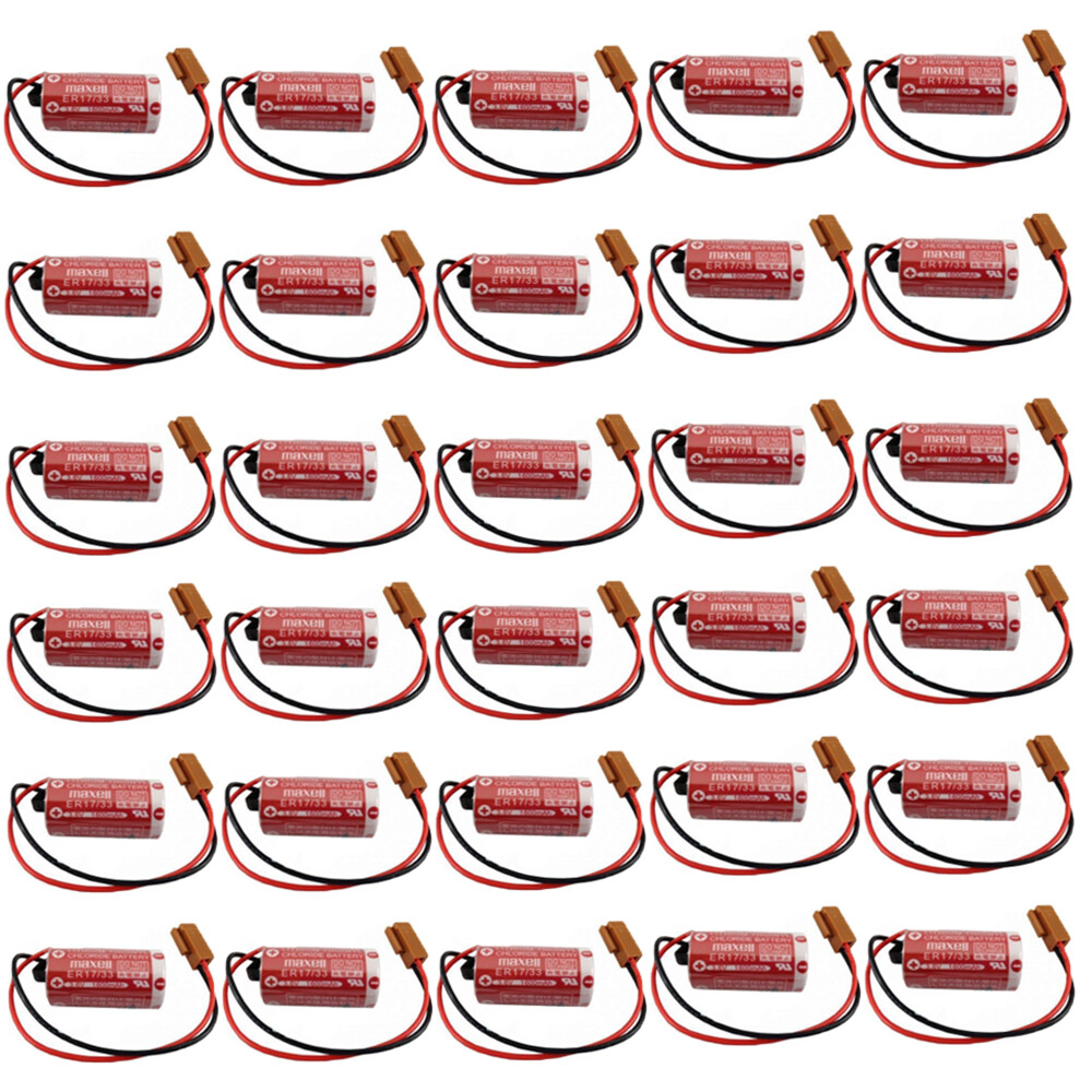 30PCS for Maxell ER17/33 3.6V Battery PLC Industrial Control Battery Brown plug