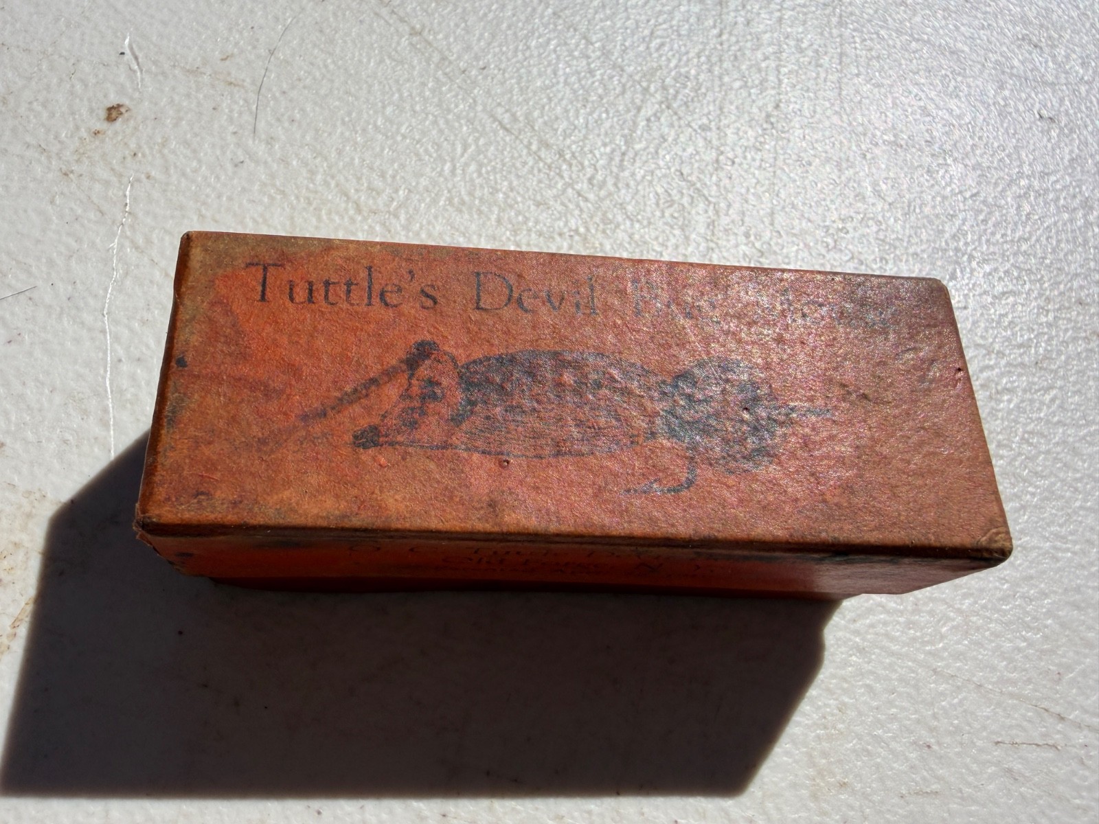 Tuttle\'s Devil Bug Vintage Fishing Lure BOX ONLY, Old Forge NY
