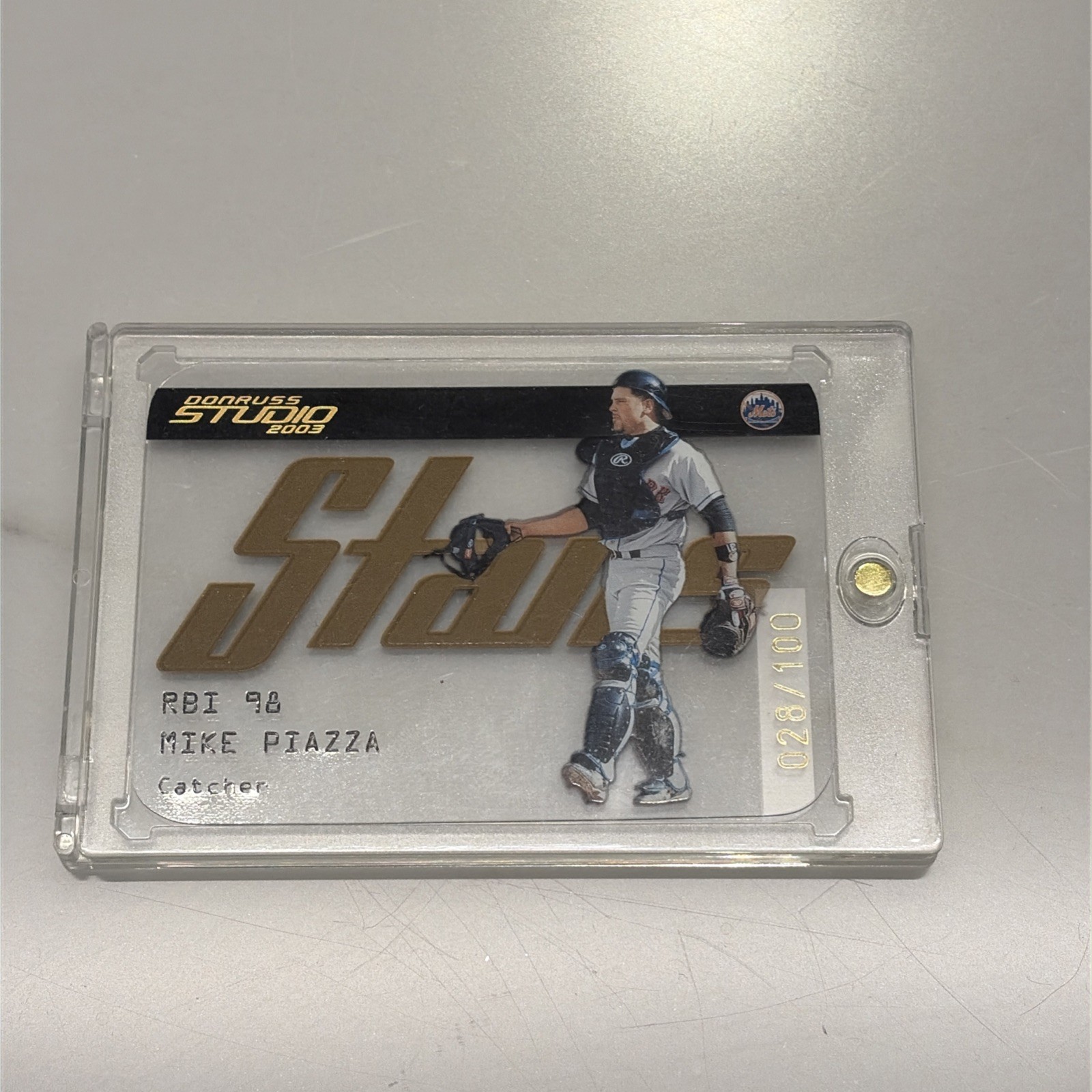 2003 Donruss Studio Stars Gold Mike Piazza NY Mets #SS-43 Baseball Card /100 2003 Donruss Studio Stars Gold Mike Piazza NY Mets #SS-43 Baseball Card /100