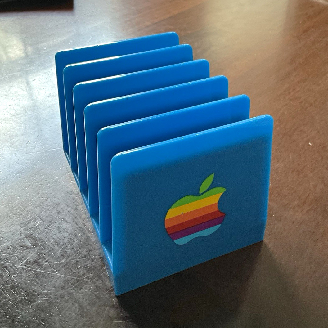 Blue Plastic Desktop Organizer/ Disk Holder w/ Vintage Apple Rainbow Logo Blue Plastic Desktop Organizer/ Disk Holder w/ Vintage Apple Rainbow Logo