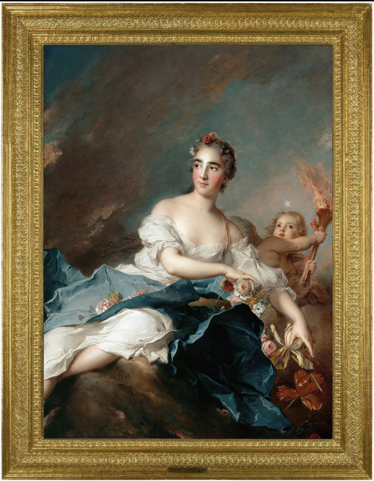 Hand Painted Classical Oil Painting Countess de Brac as Aurora Art Vintage Style Hand Painted Classical Oil Painting Countess de Brac as Aurora Art Vintage Style
