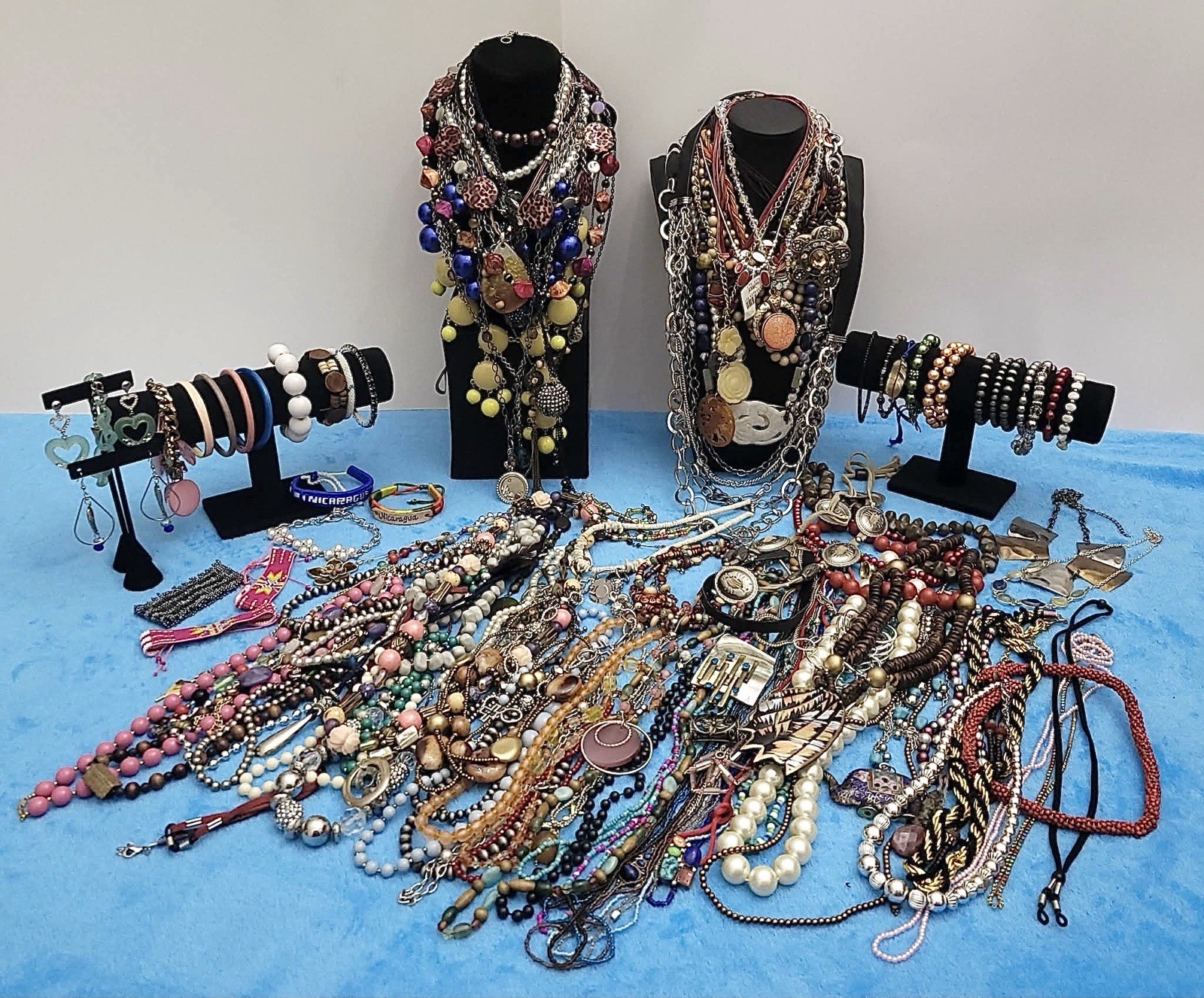 9 LB Mixed Costume Jewelry Lot Necklaces Bracelets Earrings Beads Assorted