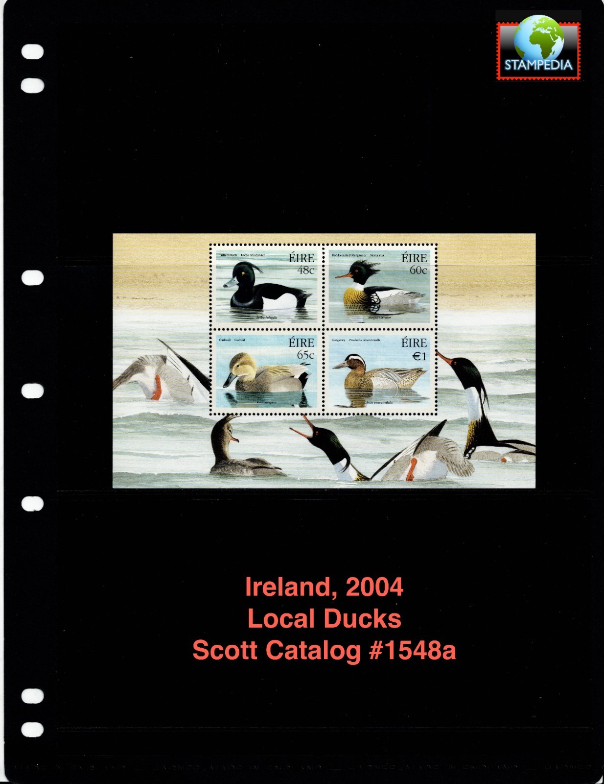 $6.00 Scott Value - 2004 IRELAND Ducks s/s Mergansers Gadwalls CV MNH NH UMM