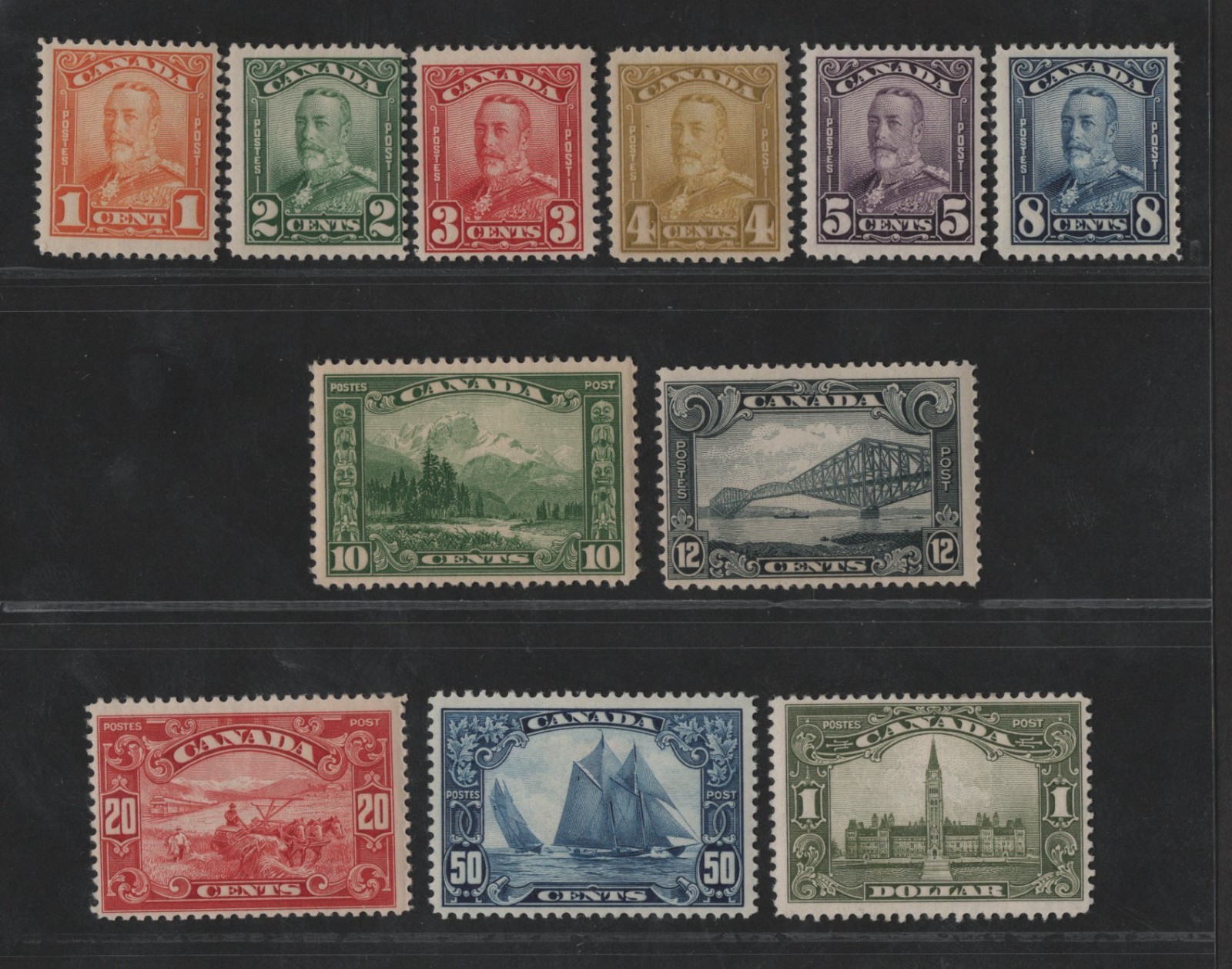 CANADA 1928–1929 SCOTT #149–159 MINT NEVER HINGED VF CATALOG VALUE $1,400