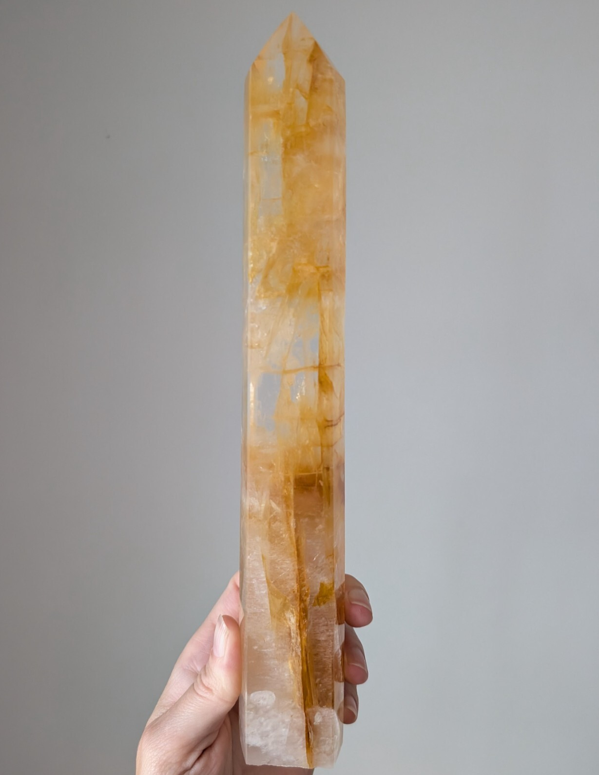 Golden Healer Tower Point Crystal Quartz Large Big Tall Chakra Gemstone Wand Golden Healer Tower Point Crystal Quartz Large Big Tall Chakra Gemstone Wand