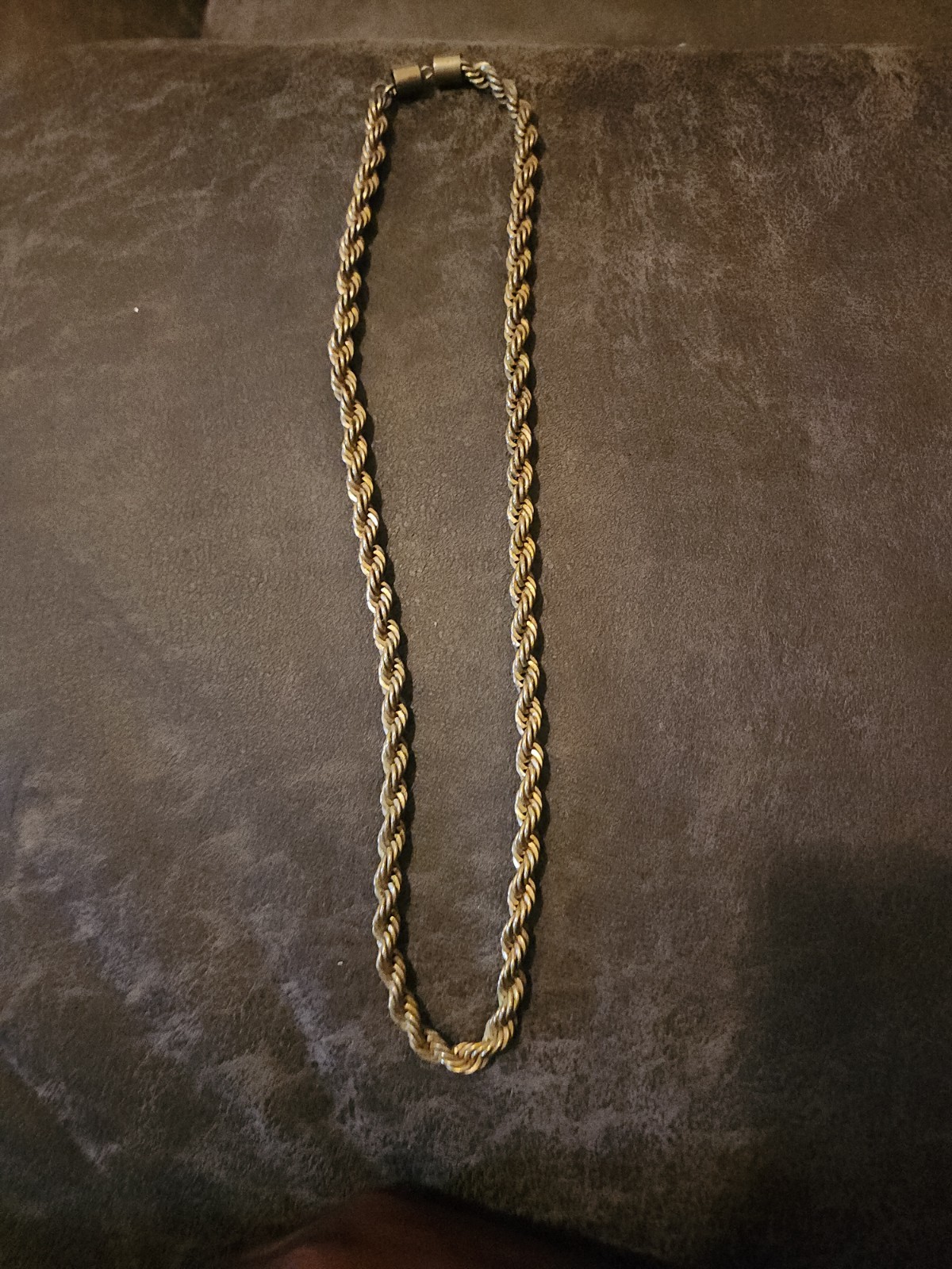 Vintage 90s chunky 14k gold plated rope chain necklace 
