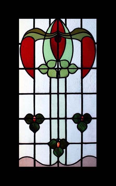 Fabulous Floral Art Nouveau Antique English Stained Glass Window