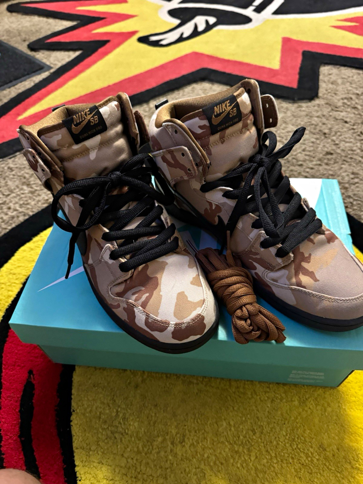 Nike SB Dunk High Pro PRM Desert Camo Brown Skate Shoes US 10.5 D