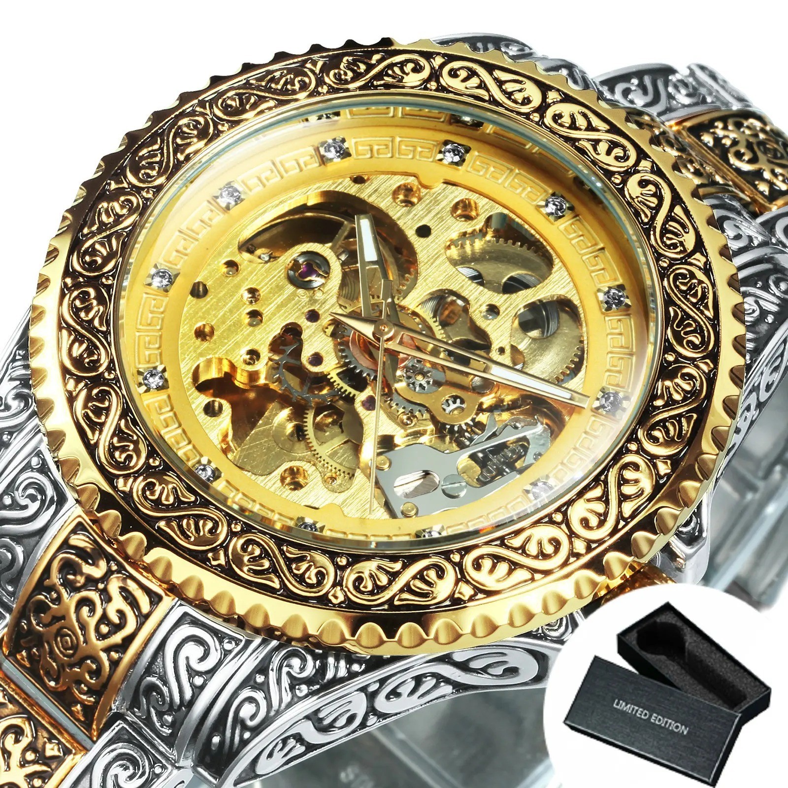 Vintage Engraved Luxury Mechanical Watches for Men Vintage Engraved Luxury Mechanical Watches for Men