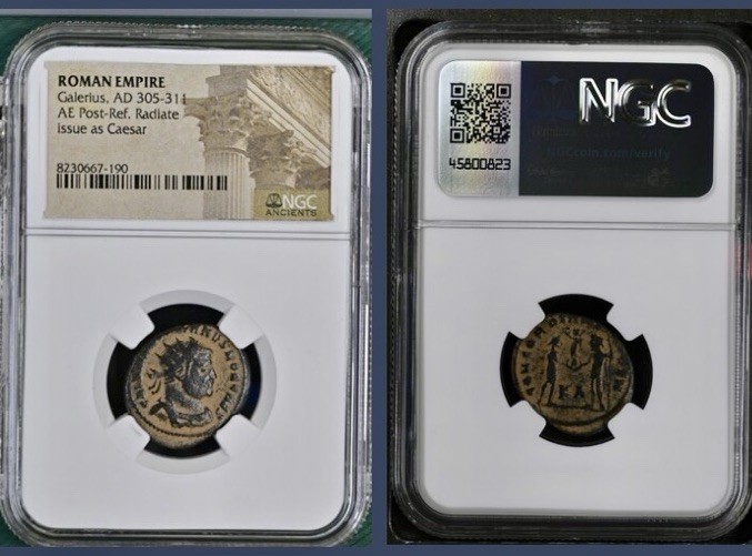 Ancient Roman Coin Emperor Galerius 305-311 AD NGC Certified Caesar Concordia