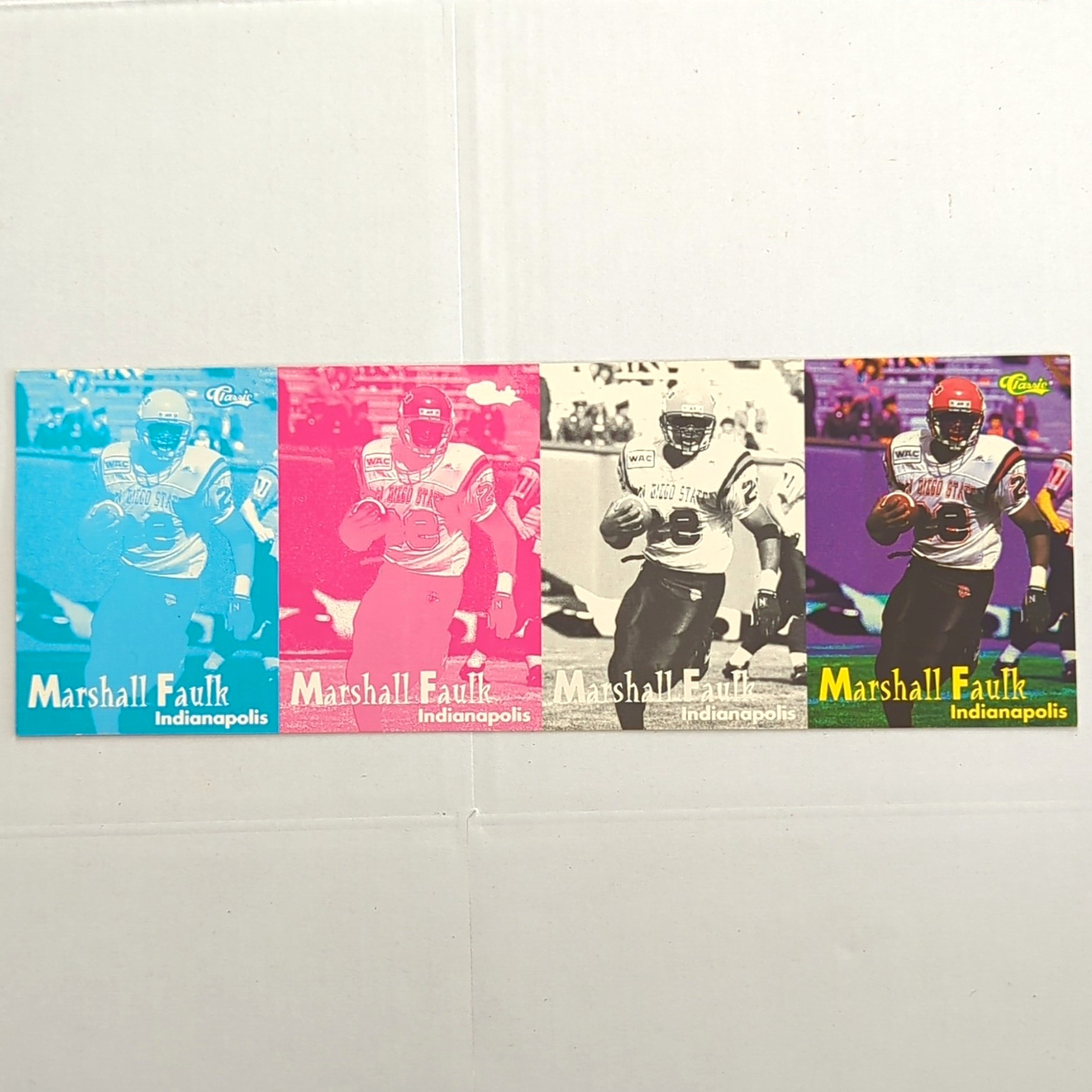 Classic 1994 Progressive Proof Marshall Faulk Indianapolis Colts 4-Card Lot LE Classic 1994 Progressive Proof Marshall Faulk Indianapolis Colts 4-Card Lot LE