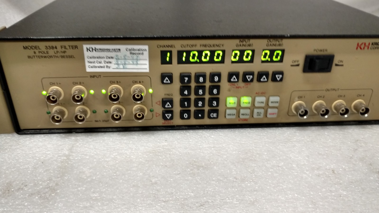 KROHN-HITE Model 3384 8 Pole * LP/HP Variable Filter * Powers ON