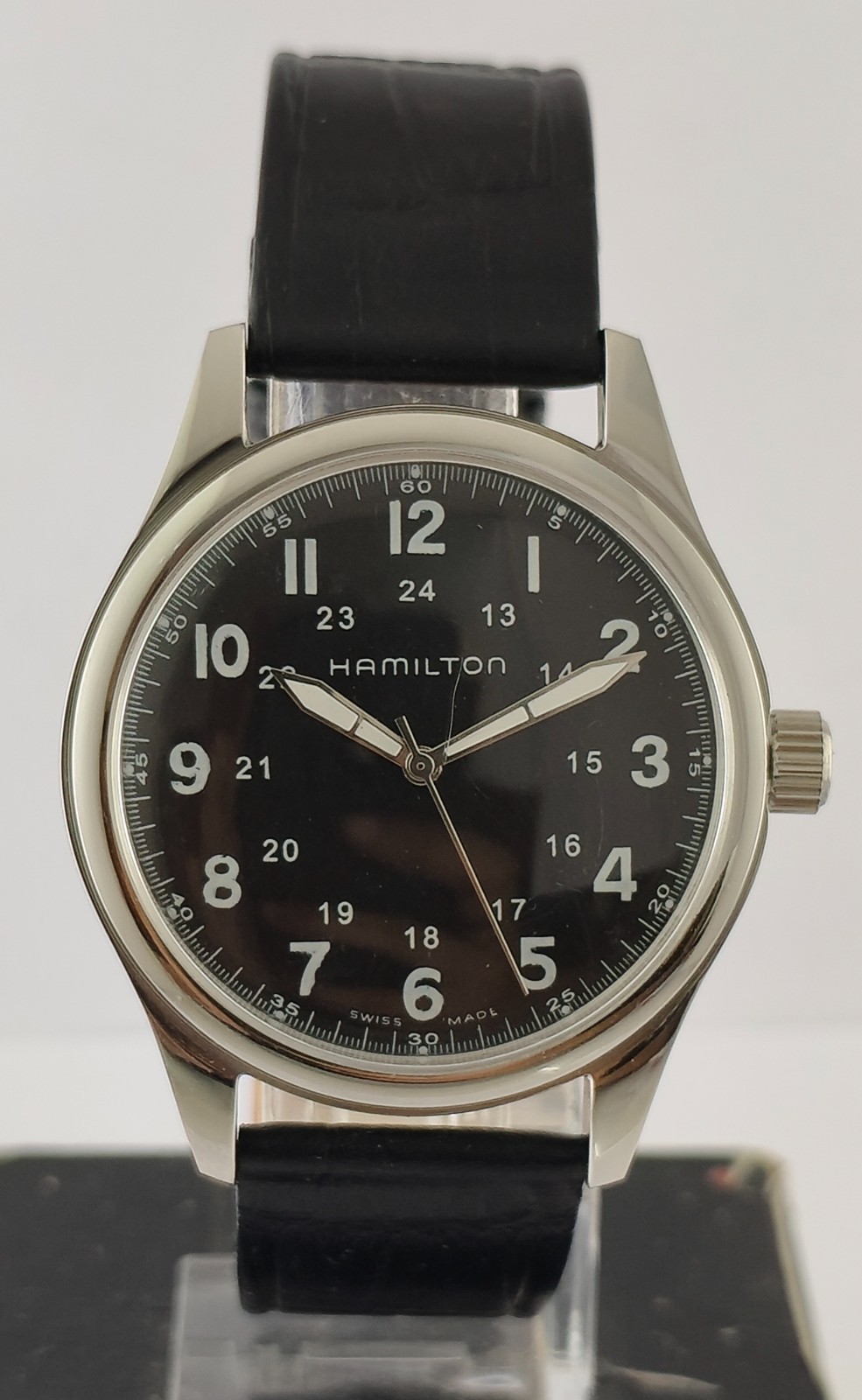 Vintage Refurbished Hamilton Hand-Winding Black Dial 17 J All Working Men Watch