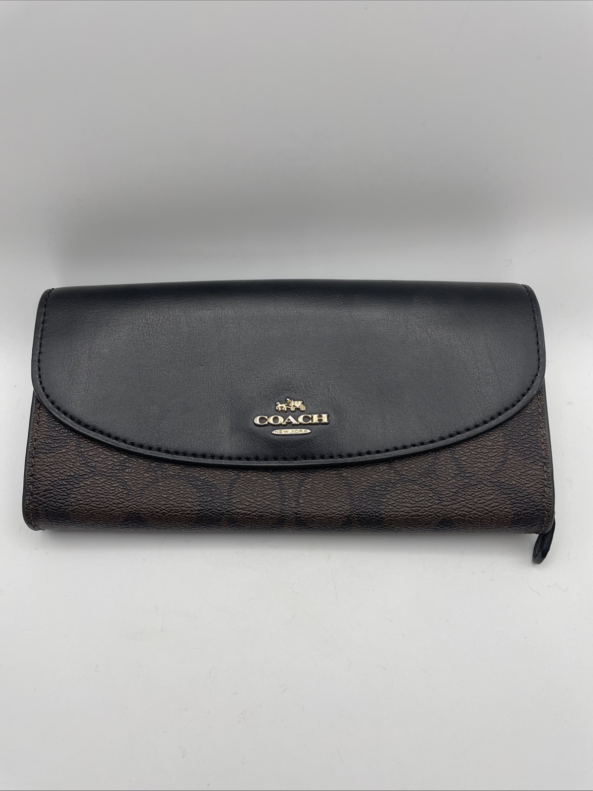 Coach Signature Slimline Long Checkbook Wallet PVC & Leather Coach Signature Slimline Long Checkbook Wallet PVC & Leather