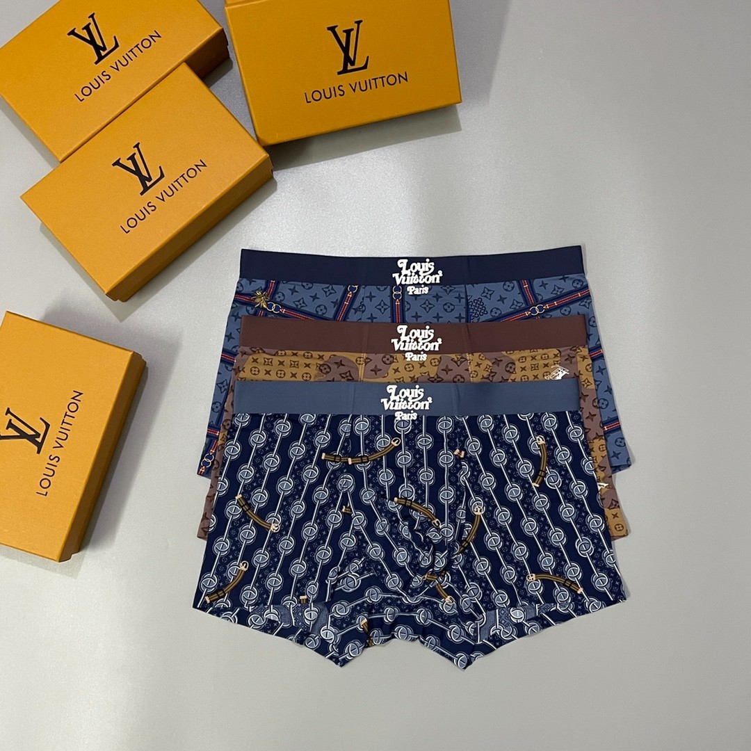 𝑳𝒐𝒖𝒊𝒔 Men’s Monogram Stretch Boxer Briefs | 1 box of 3 pieces
