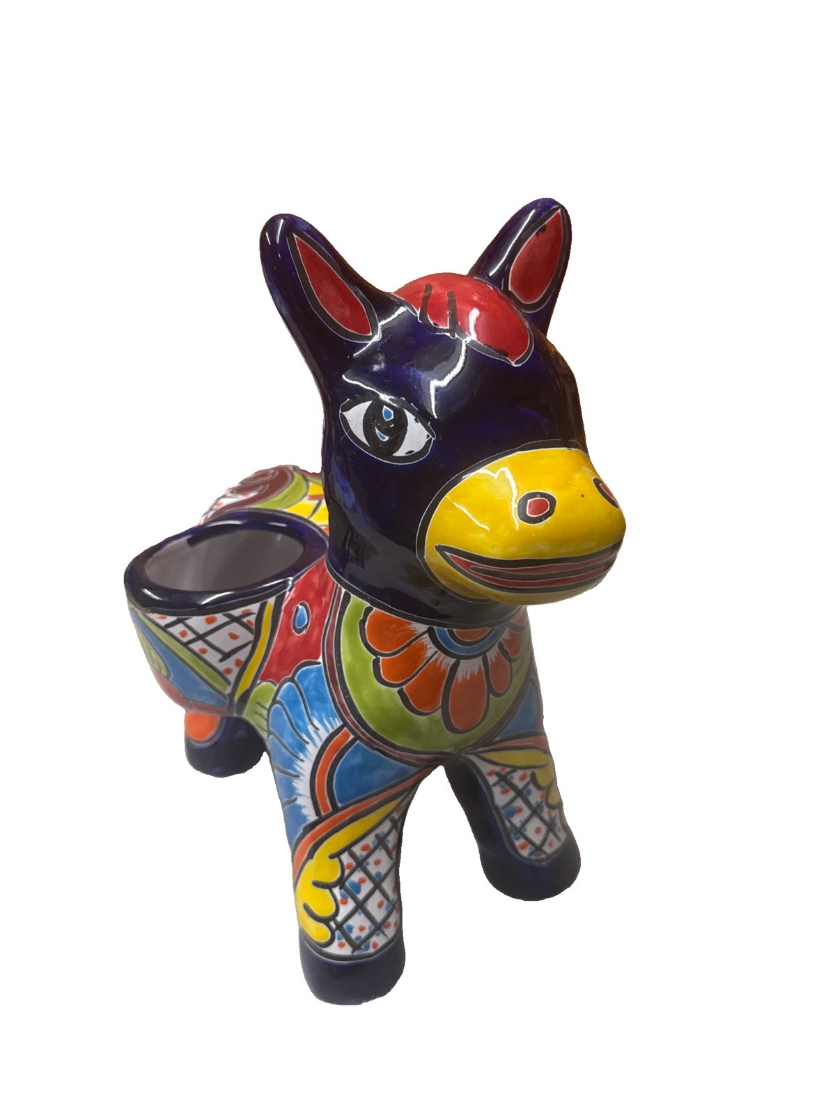 Cobalt Blue Talavera Donkey Planter | Handmade Mexican Pottery Cobalt Blue Talavera Donkey Planter | Handmade Mexican Pottery