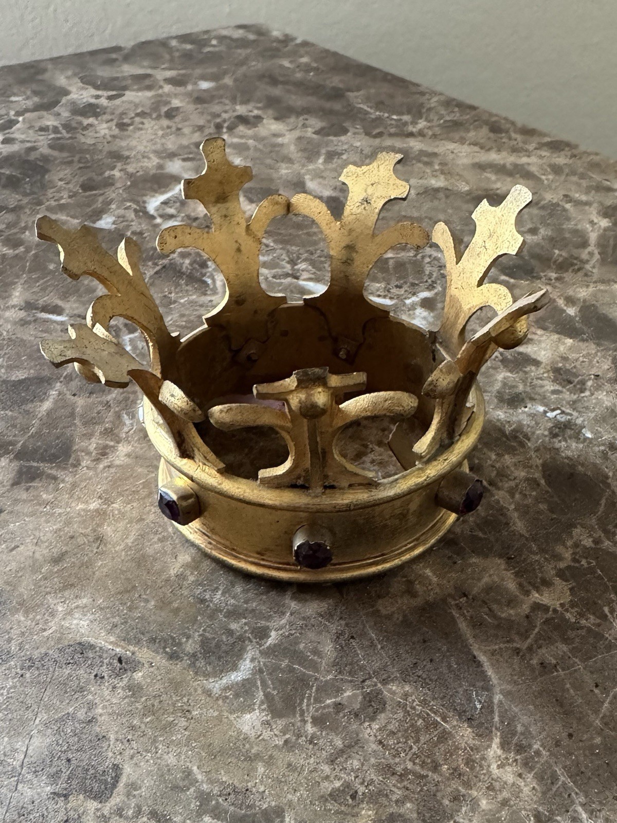 Antique Gilt Bronze Crown For Catholic Statue | Virgin Mary Santos | Rare